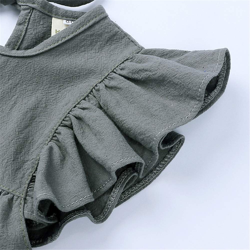 Baby Girls Short Sleeve Cotton Linen Shirt Dress with Bloomer Shorts - Cute Summer Outfit for Playdates & Family Photos
