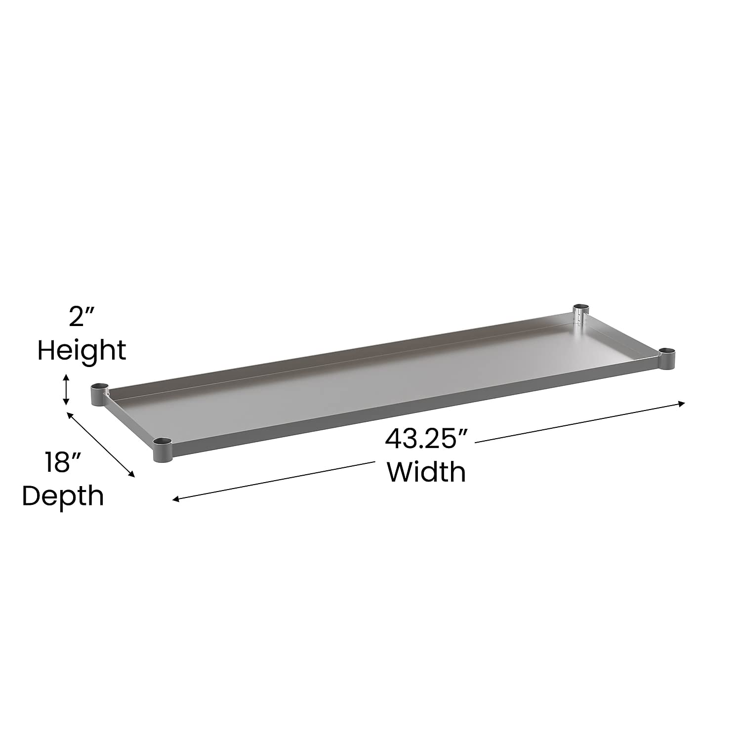 Flash Furniture Adjustable Under Shelf for 24x48 Inch Stainless Steel Work Tables - Galvanized Steel Lower Storage Shelf for Kitchen Prep & Commercial Use - Perfect for Restaurants, Cafes & Food Service Areas