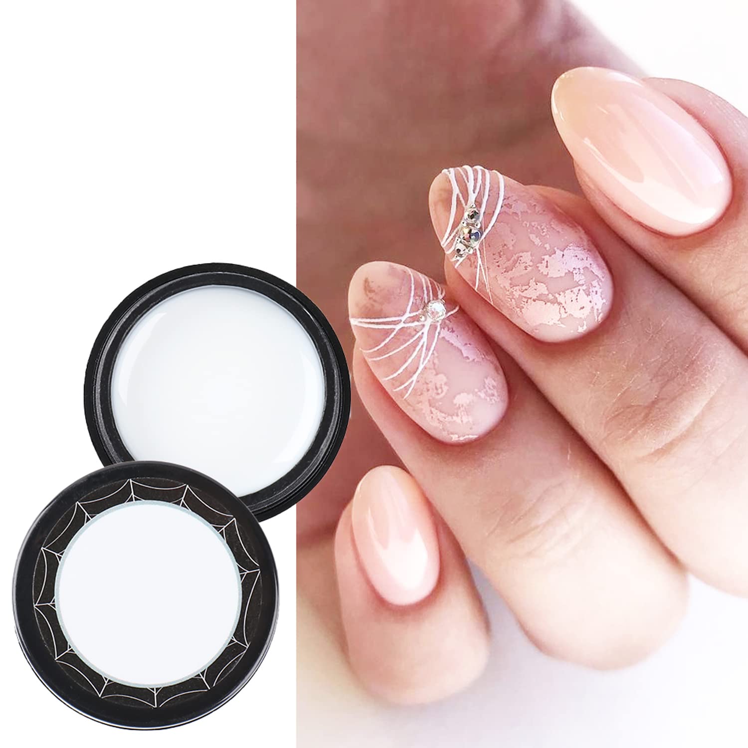 White Spider Gel for Nails - UV LED Nail Art Gel Polish for DIY Manicure & Professional Nail Designs | Perfect for Halloween, Gothic, and Creative Nail Art Looks