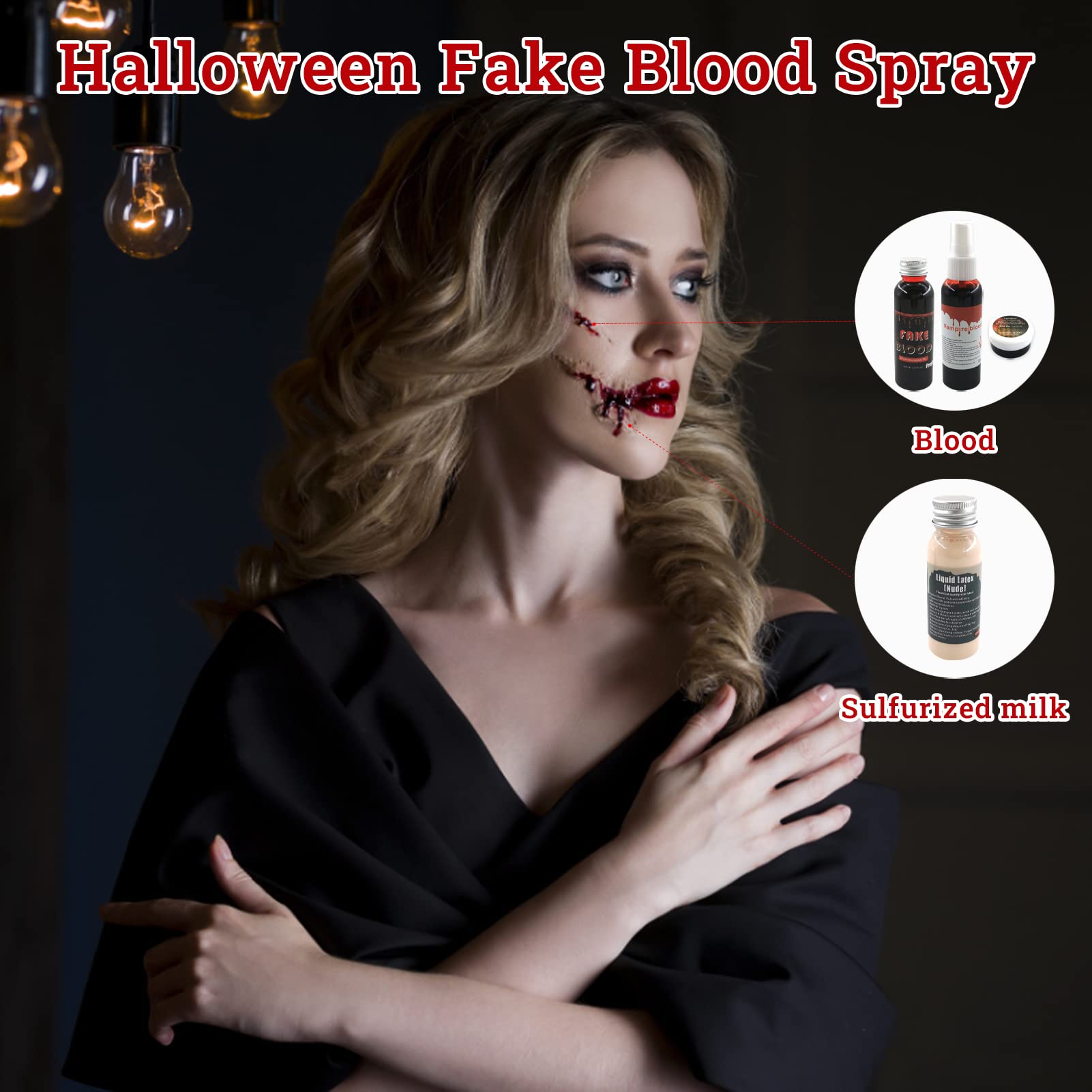 TOPJOWGA Fake Blood Gel - Halloween Special FX Makeup Kit with Sponge & Spatula for Scary Costumes