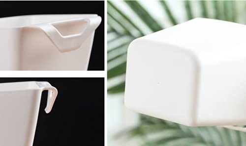 4 Pack Hanging Cup Holders - White Hanging Storage Bins for Rolling Carts, Trolleys & Organizers (4.75x4 Inches) - Perfect for Office Supplies, Makeup Brushes, Plants & Home Organization Accessories
