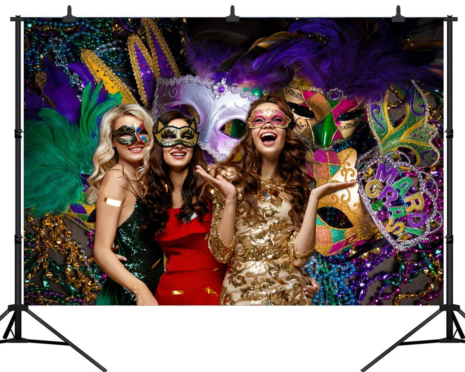 8x6FT Mardi Gras Party Decorations - Carnival Masquerade Backdrop for Photography, Birthday, Wedding & Bachelorette Parties | Durable Photo Booth Background for Festive Celebrations & Events
