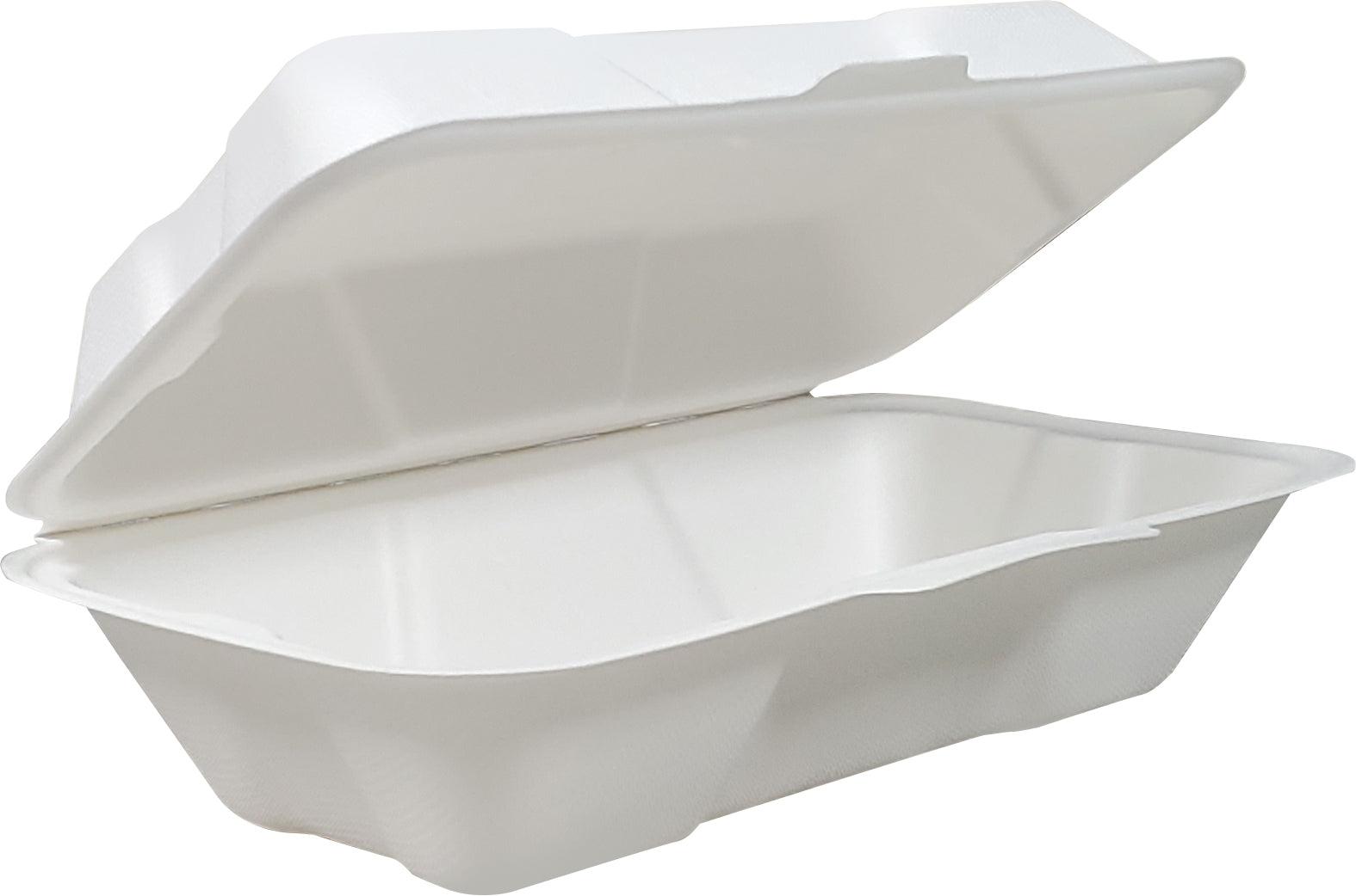 Eco-Friendly Hot Dog Container 8.45x4.72x2.77 Inches - 100% Bagasse Clamshell Takeout Box for Food Service, Picnics & Catering Events
