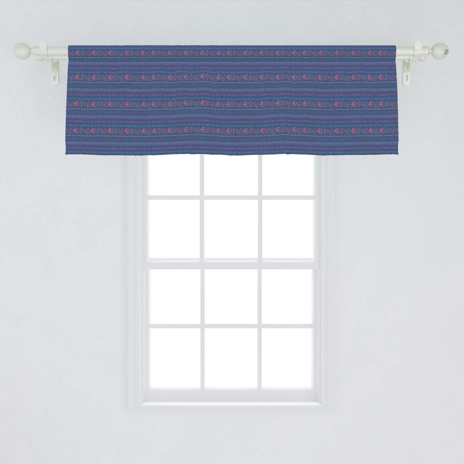 Ambesonne Ethnic Window Valance - Pastel Aztec Bohemian Pattern with Funky Triangles, 54