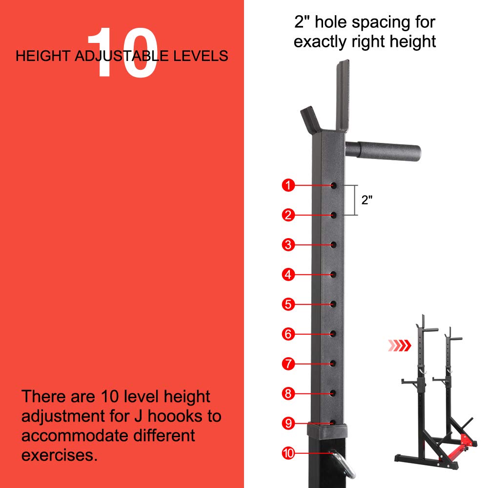PEXMOR Adjustable Barbell Rack Squat Stand with Plate Storage - 500lb Capacity Home Gym Equipment for Weight Lifting, Bench Press & Strength Training - Perfect for Garage Gym, CrossFit & Personal Fitness Workouts