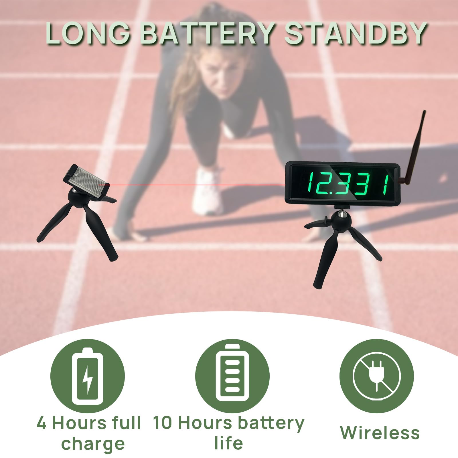 YZ Wireless Laser Timer - Battery Powered Stopwatch for Sprint Racing, Bike Speed Training, Skating & Track Field Events | Motorcycle Race Clock | Perfect for Sports Training & Competition Timing