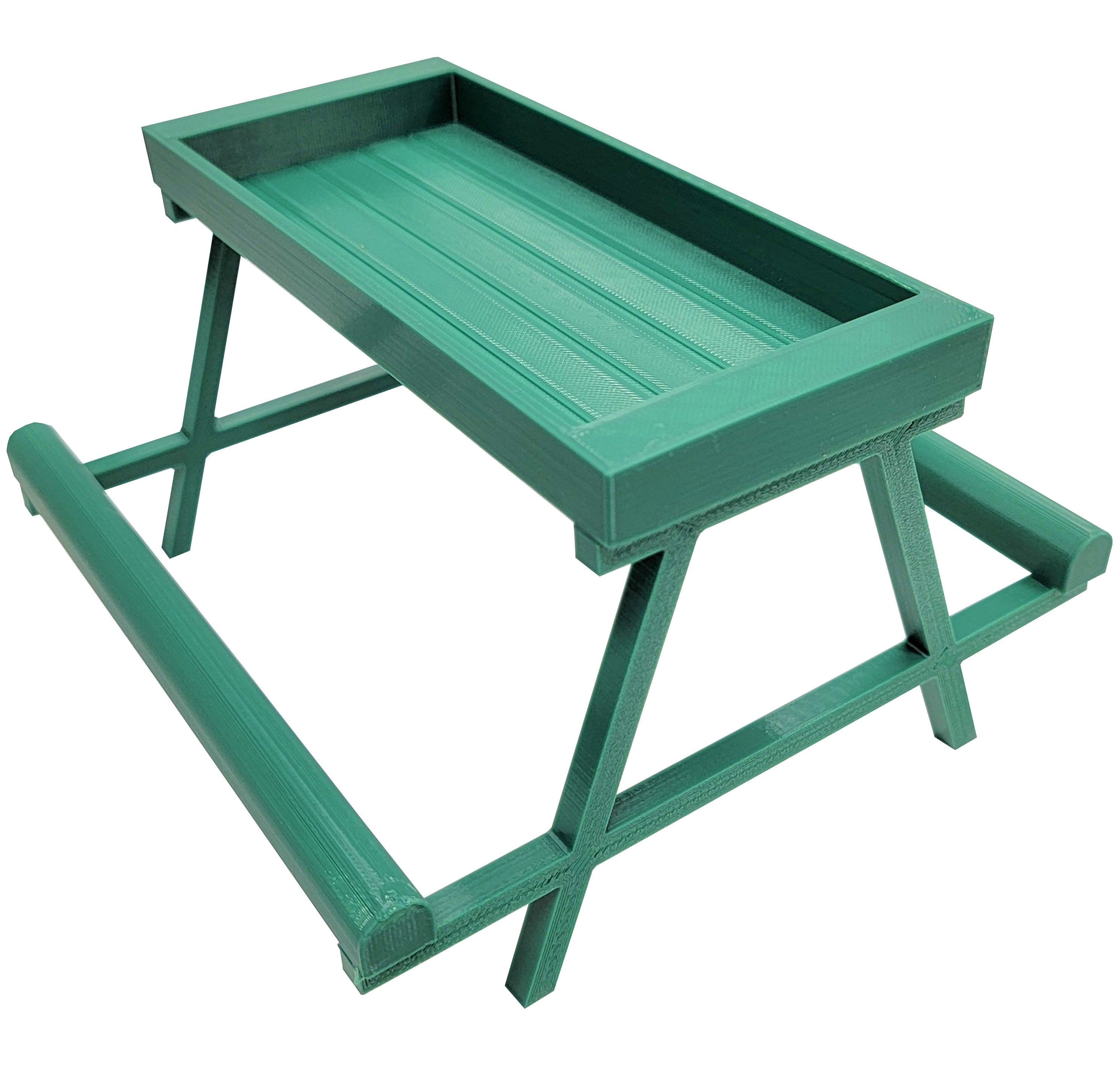 7 Inch Long Green Chicken Picnic Table - Durable Chick Feeder Bench for Baby Chicks & Ducklings - Perfect for Backyard Poultry, Farm & Coop Use