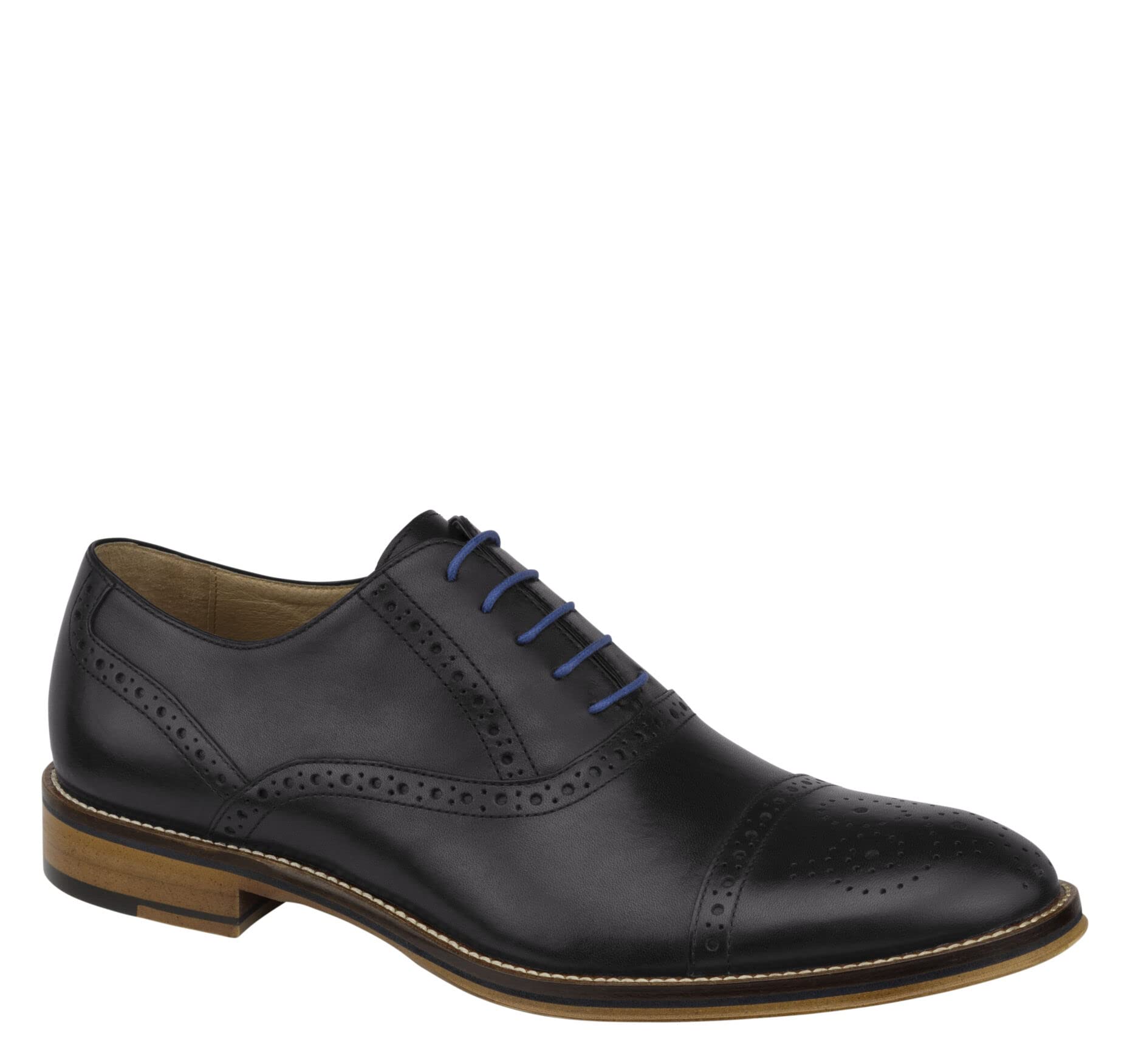 Johnston & Murphy Men’s Conard Cap Toe Dress Shoes - Hand-Burnished Leather Oxfords with Durable Rubber Sole for Business, Office & Formal Occasions