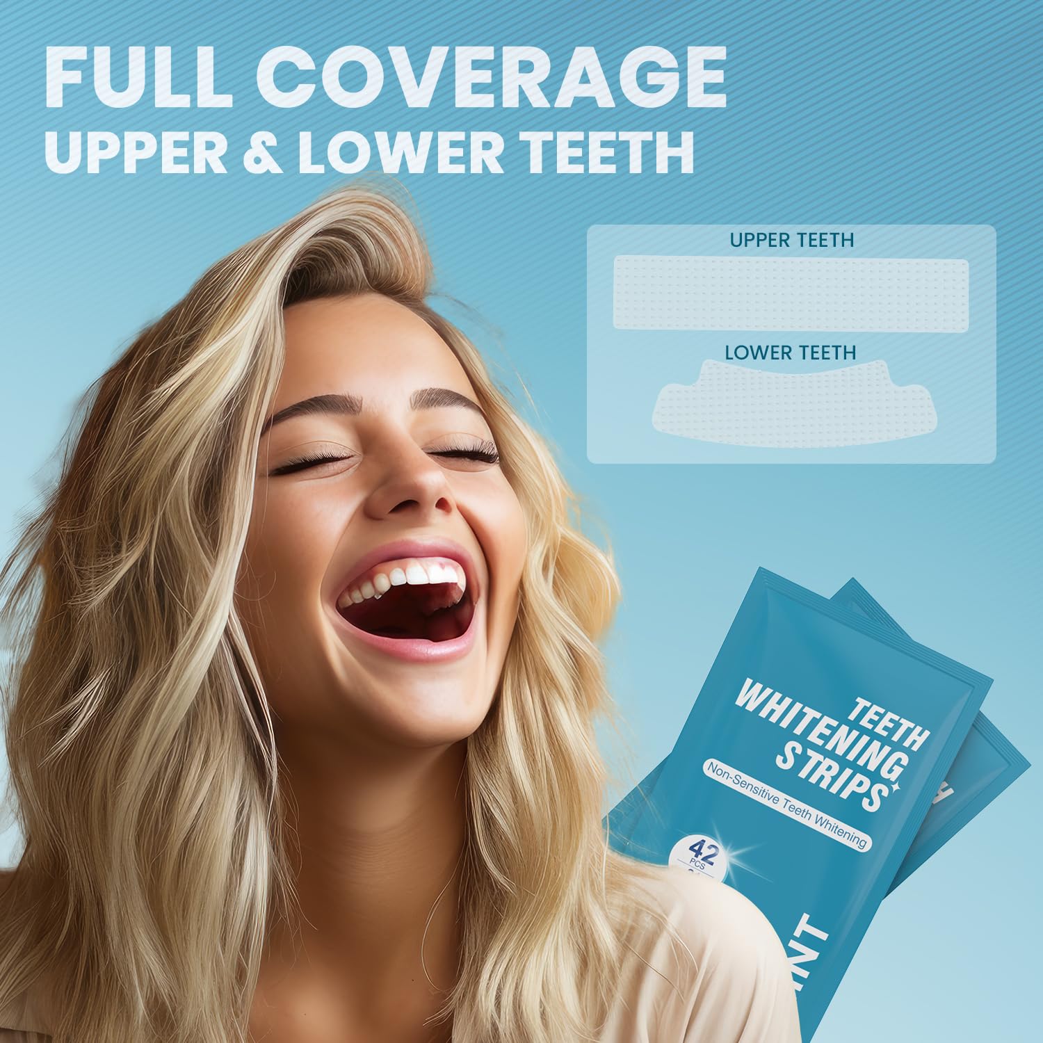 **42 Pcs Teeth Whitening Strips for Sensitive Teeth - Enamel Safe, Fast Results in 30 Minutes, Natural Whitening Strips for Home, Travel & Work - 21 Treatments, Mint Flavor | Brighten Your Smile for Weddings, Job Interviews & Special Occasions**