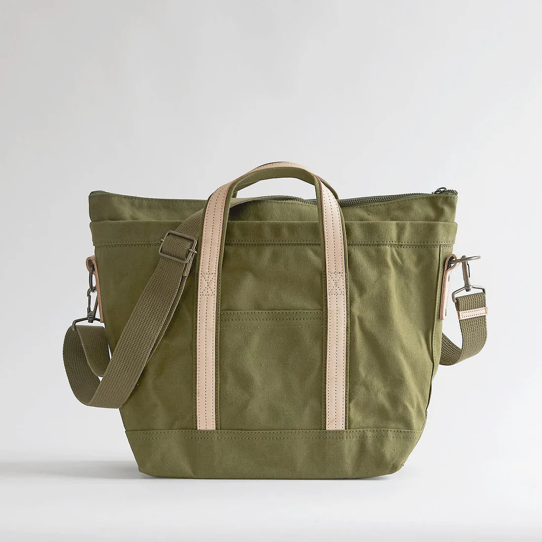 Kurashiki Hampu Canvas 2-Way Tote Shoulder Bag - Khaki Japanese Style Crossbody Purse for Women | Casual Outing, Travel & Work Commute
