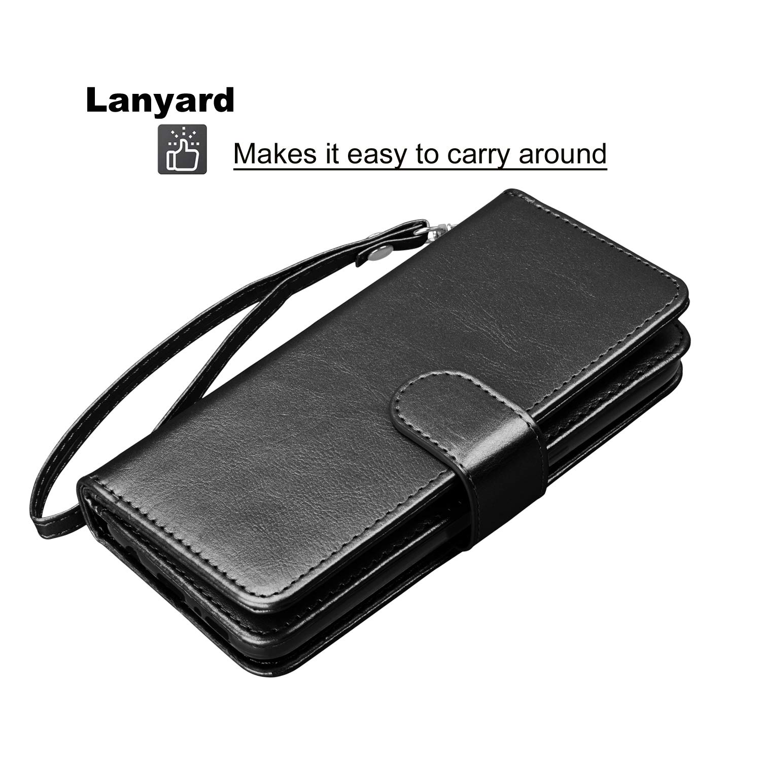 Premium Takfox Wallet Case for Samsung Galaxy A20 (2019) - Magnetic Detachable Flip Cover with ID/Credit Card Slots, Kickstand & Wrist Strap | Perfect for Everyday Use, Travel & Business Meetings (Black)