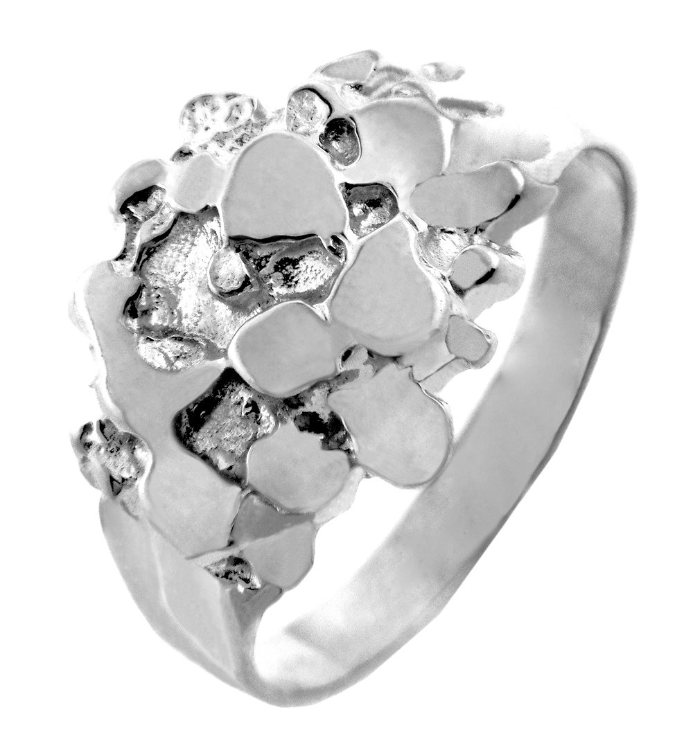925 Sterling Silver Nugget Rings for Men - High Polish & Durable