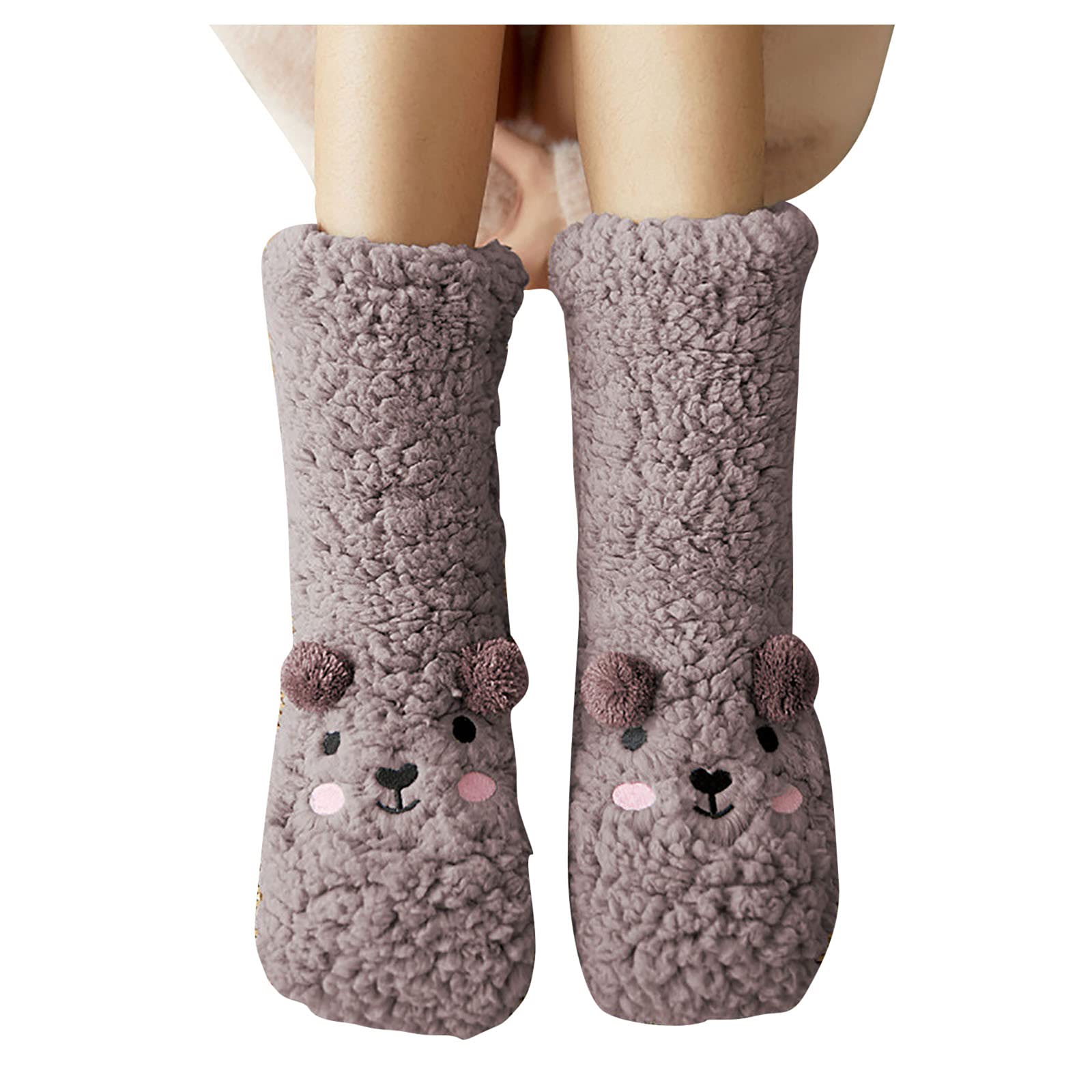 Non-Slip Cartoon Slipper Socks for Women - Warm Thermal Sleeping Socks with Thick Sole for Indoor Floor & Home Comfort - Cozy Winter House Shoes for Lounge, Bedroom and Yoga