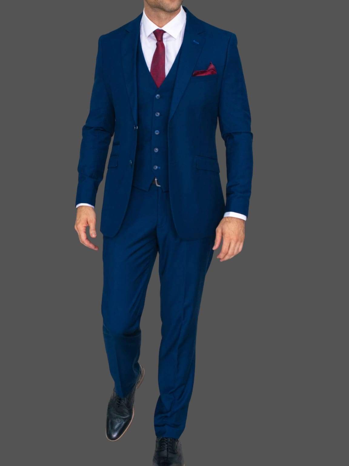 Cavani Jefferson Men's 3-Piece Slim Fit Blue Suit Set - Formal Business Attire for Weddings, Interviews & Office Wear