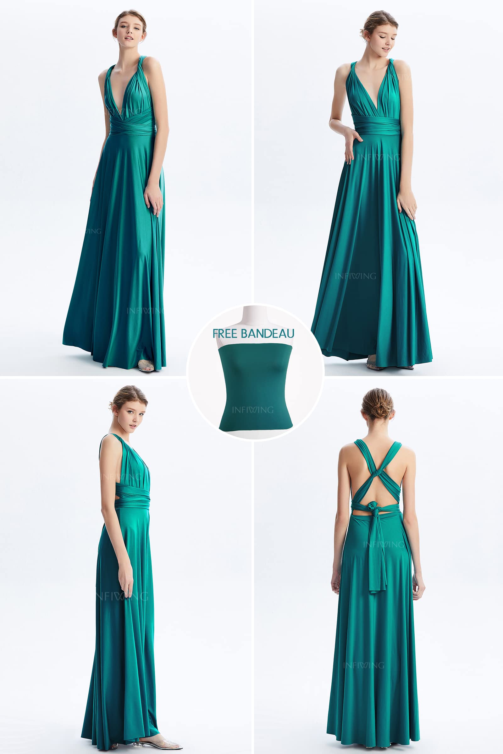 Convertible Infinity Bridesmaid Dresses for Women - Plus Size Long Maxi Wrap Dress for Weddings & Special Occasions | Elegant Multiway Formal Gown