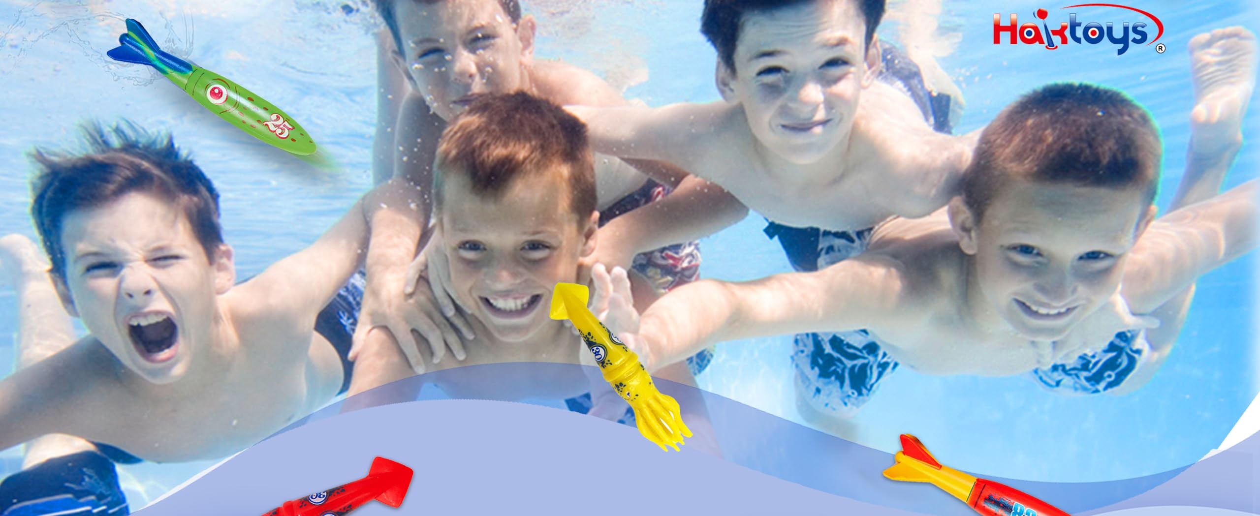 Haktoys 8-Pack Diving Torpedo Pool Toys – Underwater Gliding Swim Toys for Kids & Adults | Shark Torpedo Dive Toys for Swimming Training, Pool Games & Summer Fun – Perfect for Backyard Pools, Beach Trips & Water Sports Activities