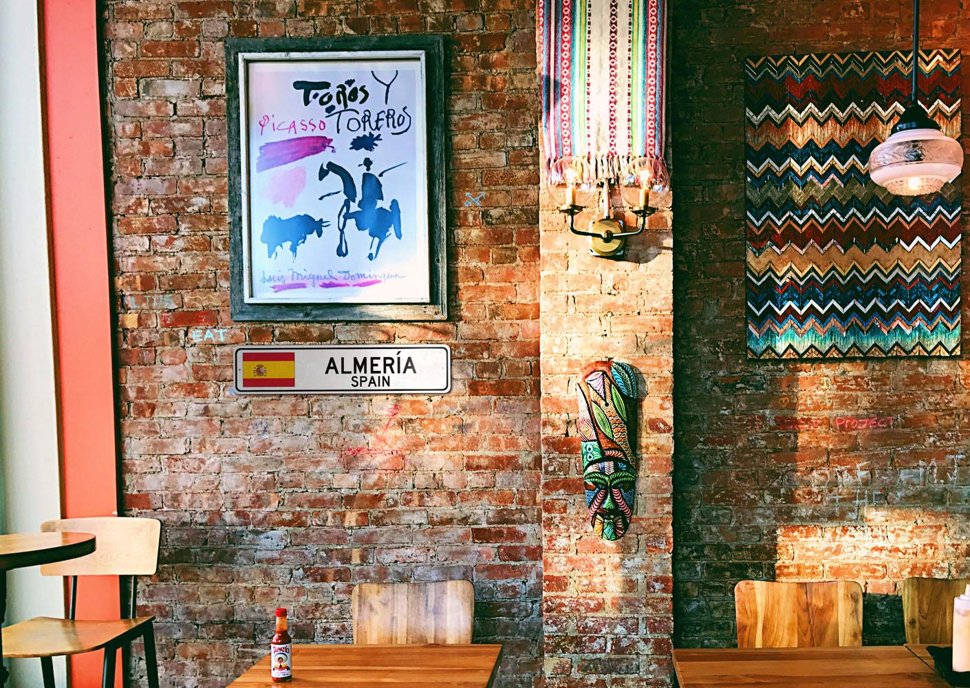 Spanish Flag Street Sign - Almería, Spain Metal Novelty Wall Decor for Man Cave, Bar & Pub - 4x18 Inches - Perfect for Home, Office & Spanish-Themed Parties