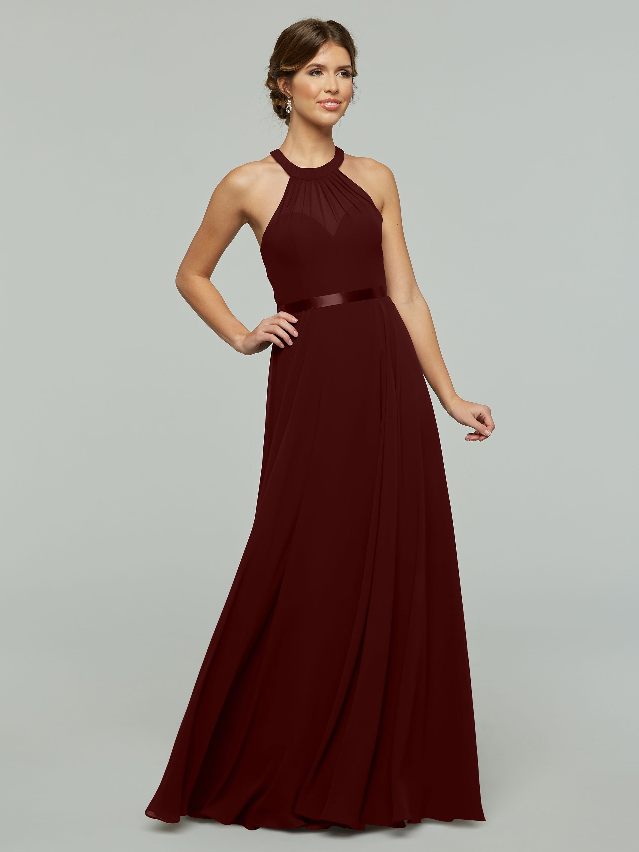 Elegant A-Line Chiffon Bridesmaid Dress with Halter Neckline - Perfect for Weddings, Formal Events & Special Occasions