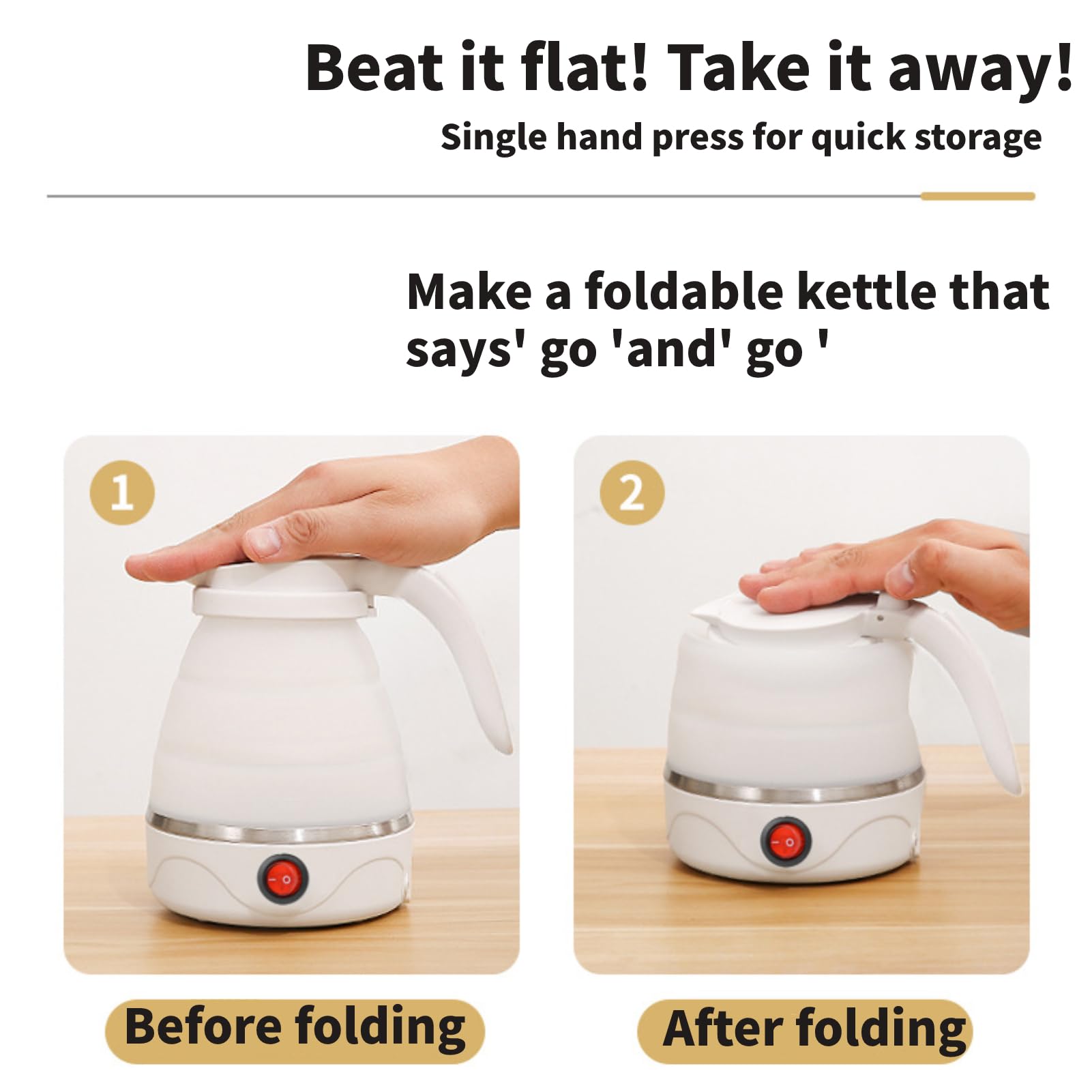 Foldable Electric Travel Kettle - Portable Silicone Water Boiler for Tea, Coffee & Cooking | Compact, Food-Grade & Fast Heating | Perfect for Camping, Office & Dorm Use