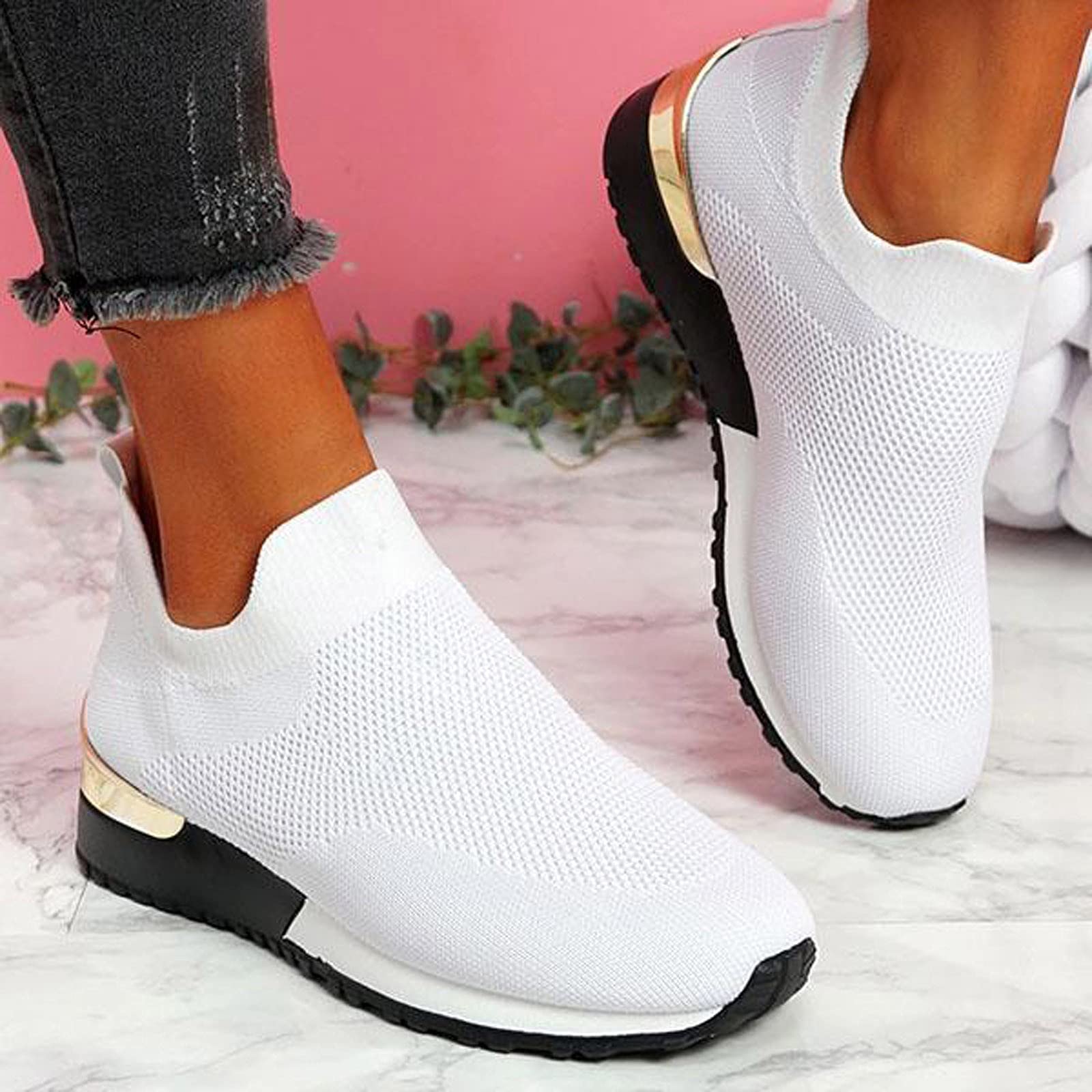 Women's Lightweight Slip-On Sneakers - Comfortable Casual Tennis Shoes for Women - Perfect for Walking, Running, and Everyday Wear