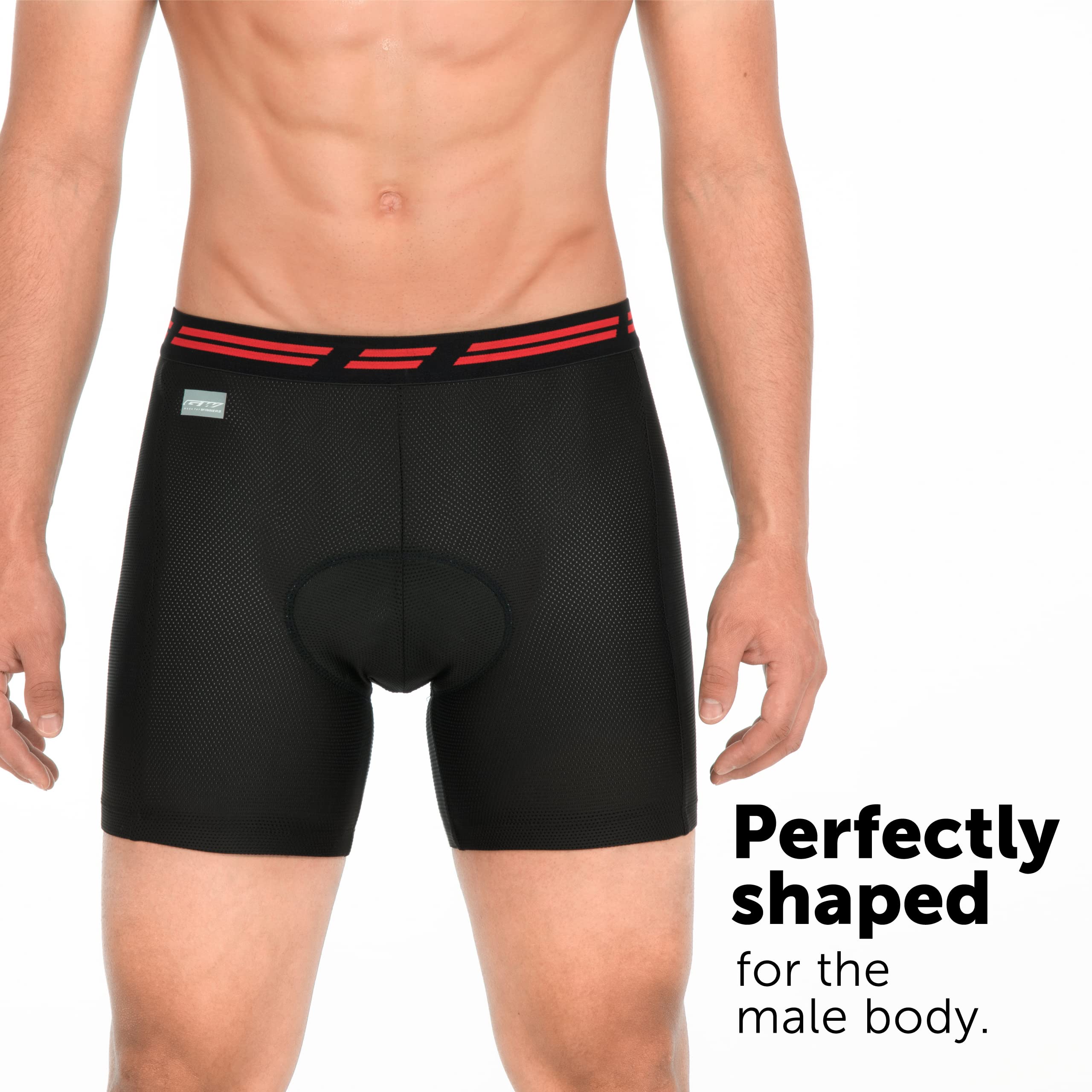 **GW Bicycles Men's Padded Cycling Underwear Shorts - Anti-Slip Leg Grips, Slim Fit Bike Shorts for Comfort & Performance - Perfect for Road Biking, Mountain Cycling & Indoor Training**