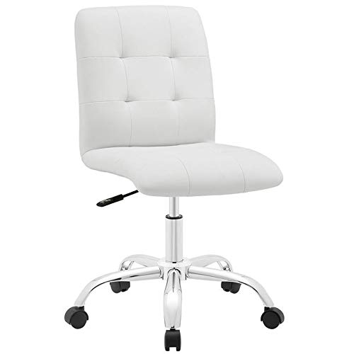 Scranton & Co White Faux Leather Mid Back Swivel Office Chair - Ergonomic Desk Chair for Home Office, Study, and Workspace