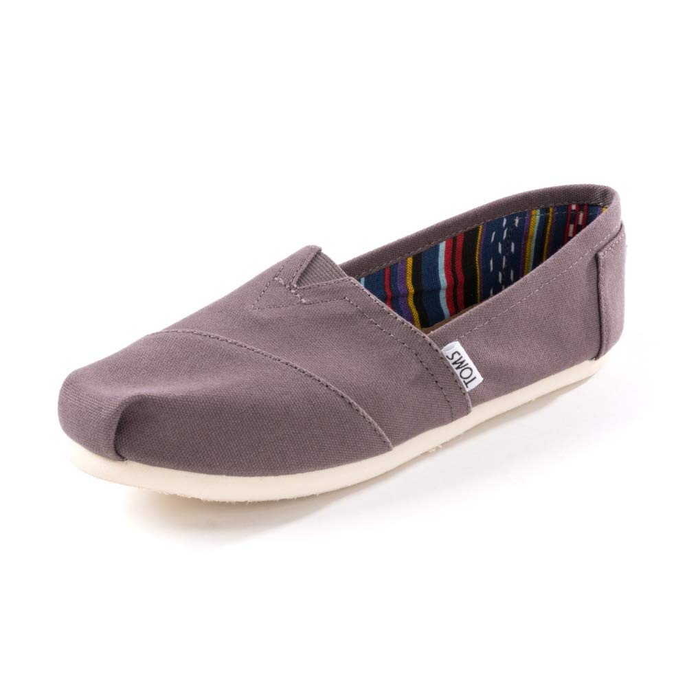 TOMS Women's Alpargata Casual Slip-On Shoes - Comfortable Lightweight Grey Espadrilles for Everyday Wear, Walking & Travel