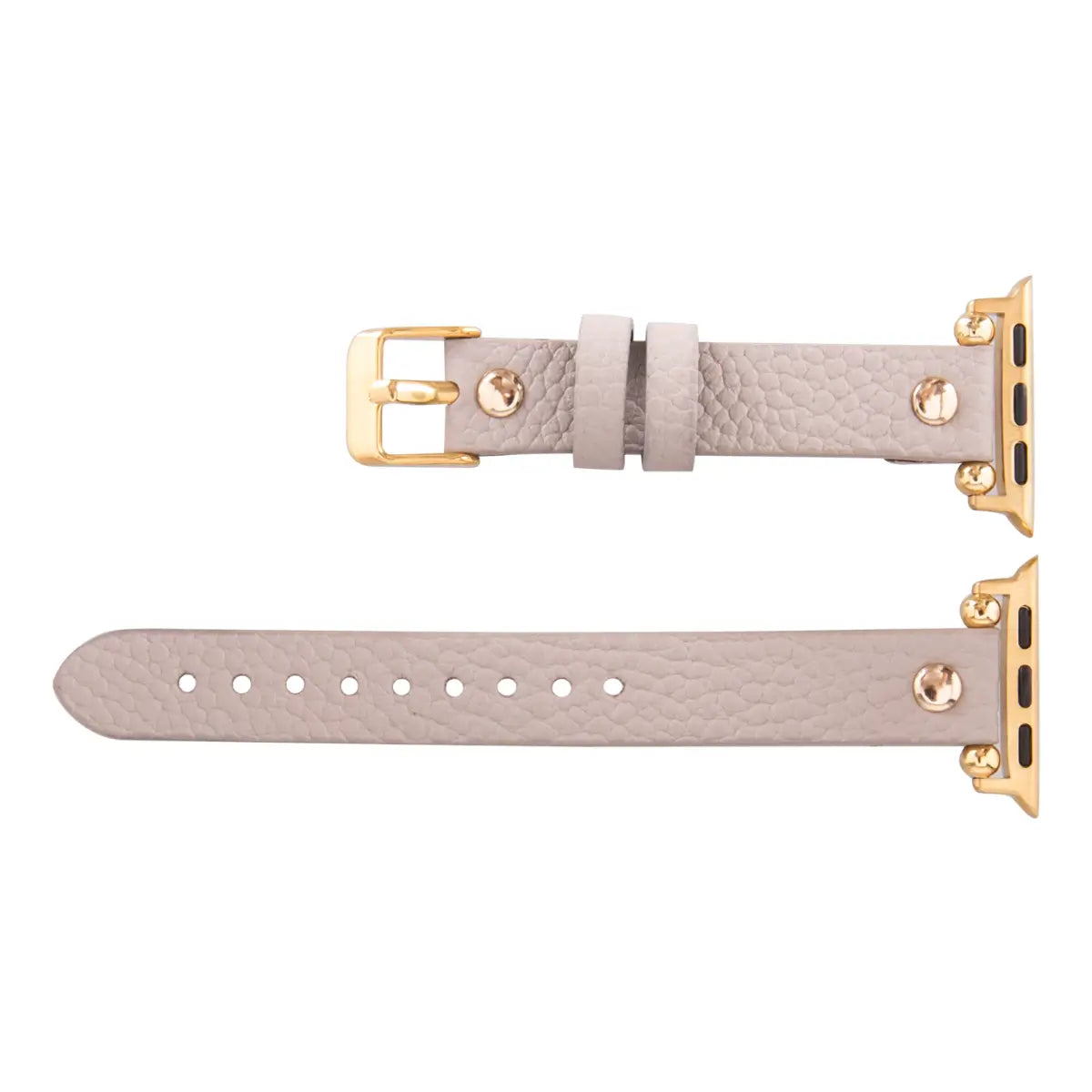 Slim Beige Leather Apple Watch Band with Gold Rivet - Premium Replacement Strap for Work, Gym & Everyday Wear