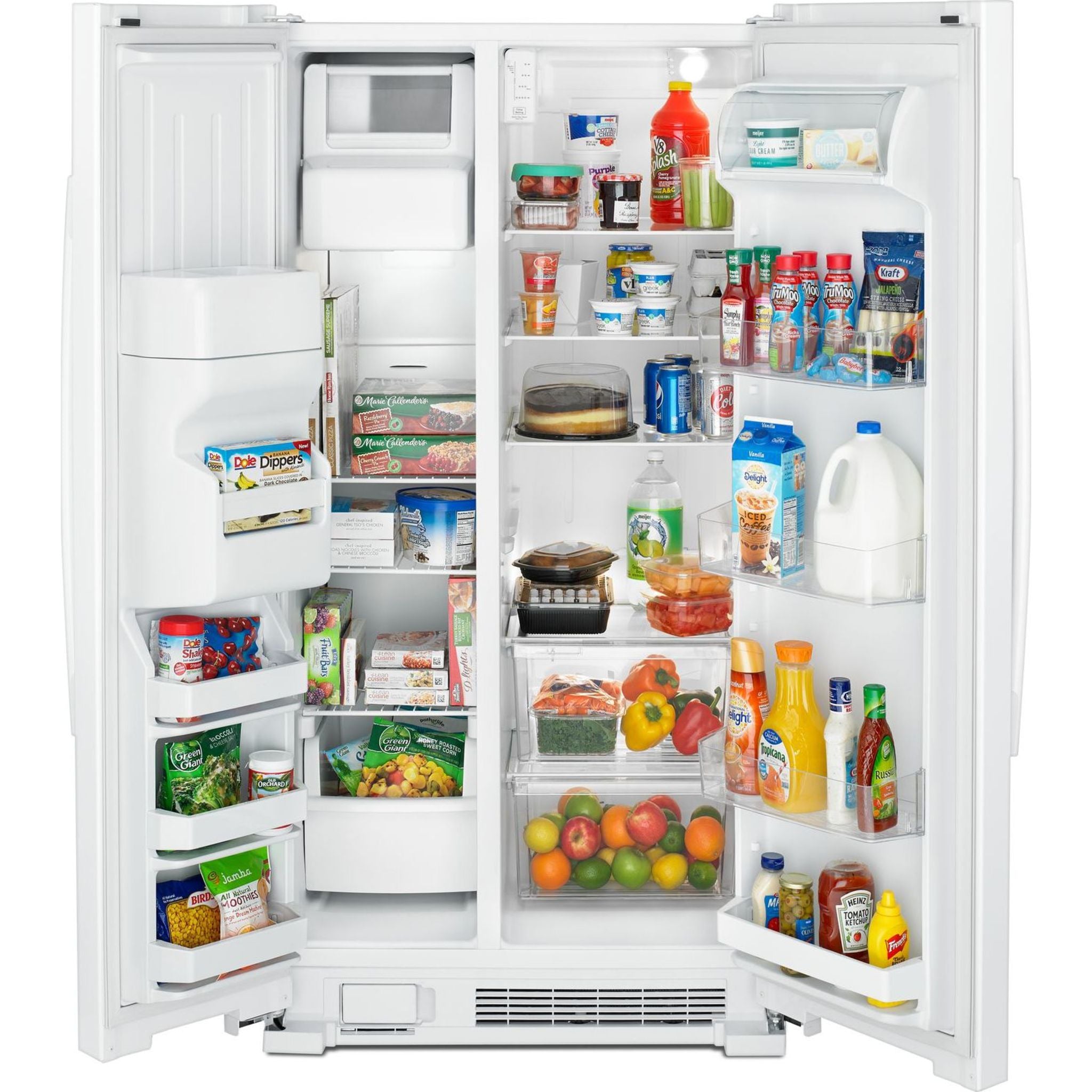 Amana Side by Side Refrigerator (ASI2175GRW) - 25.6 Cu. Ft. Energy Star White Fridge with Ice Maker & Water Dispenser - Perfect for Large Families & Open Kitchen Designs