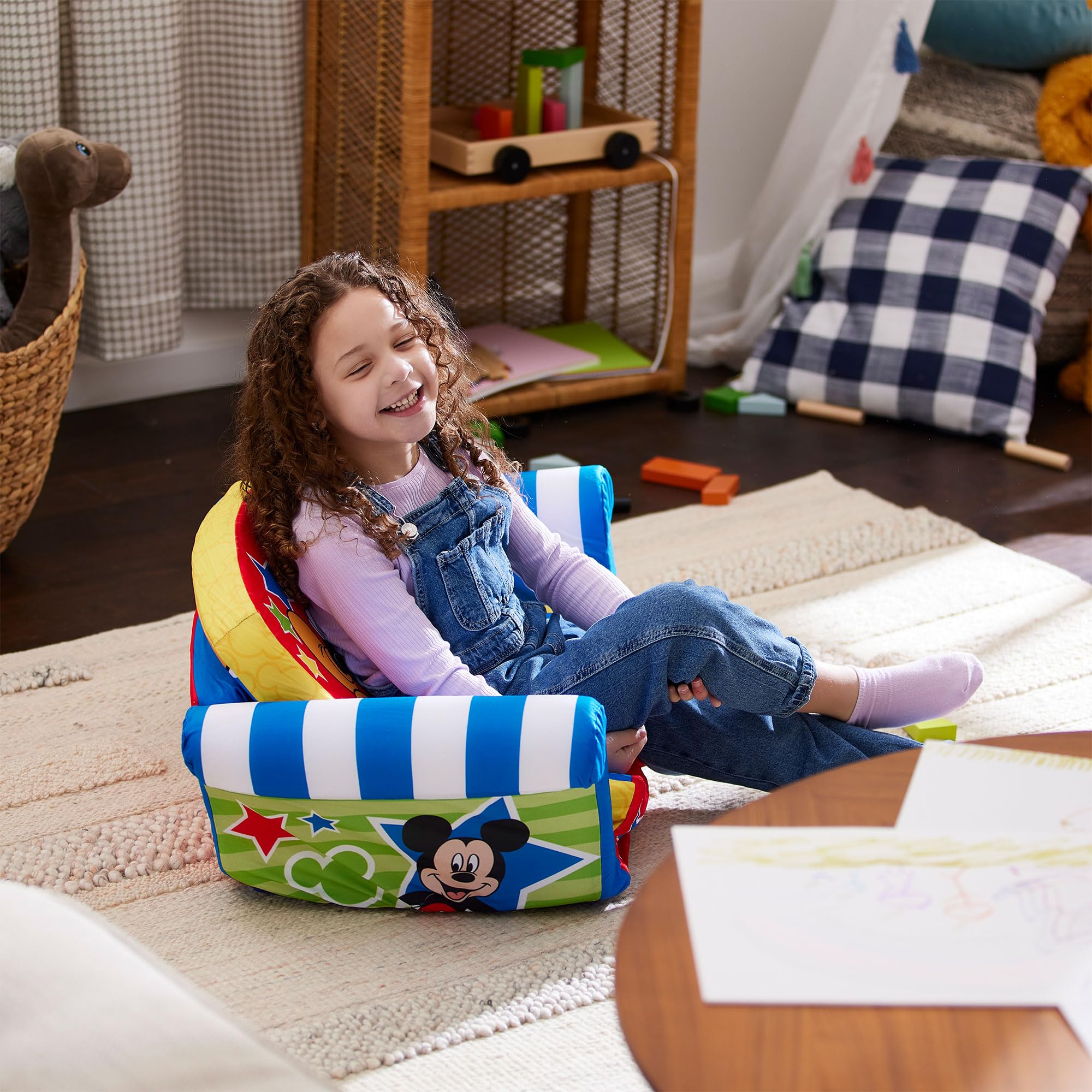 2-Pack MARSHMALLOW Kids Sofa - Convertible 2-in-1 Flip Open Foam Couch & Bed with Mickey Mouse Design - Perfect for Playroom, Nursery, or Toddler Bedtime