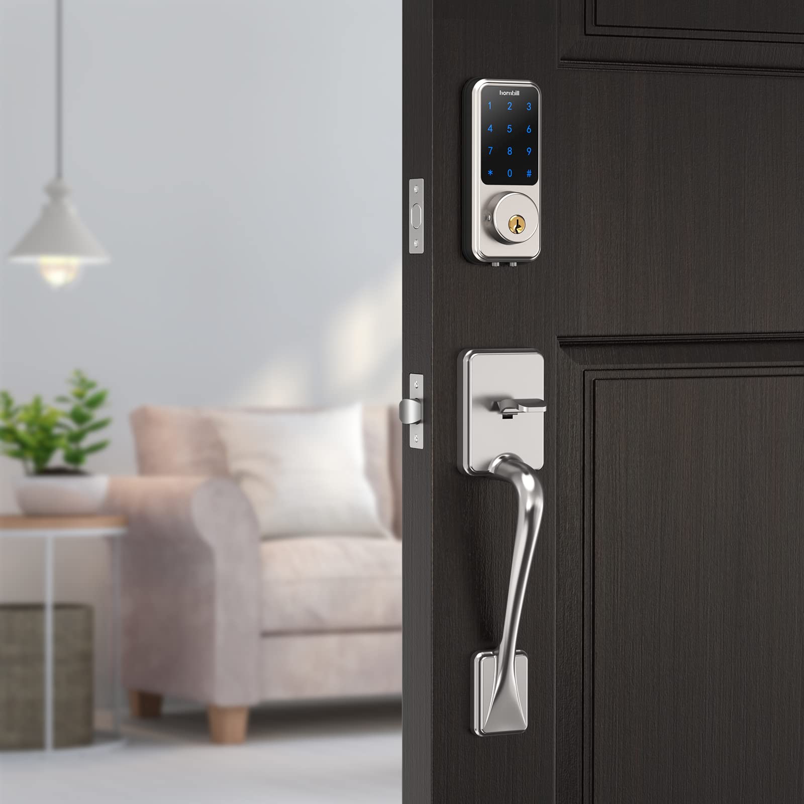 Hornbill Smart Keyless Entry Front Door Lock Set - Electronic Keypad Deadbolt with Bluetooth APP, Auto Lock & 1-Touch Lock - Perfect for Home Security & Smart Home Automation