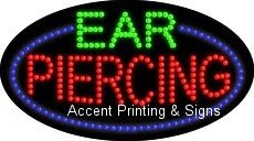 Flashing & Animated LED Ear Piercing Sign - High Impact, Energy Efficient Store Display for Tattoo Parlors, Piercing Studios & Nightclubs