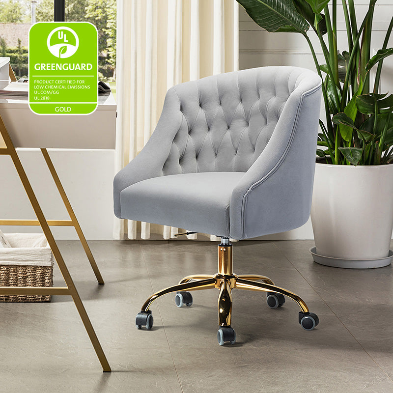 Penelope Velvet Tufted Office Chair - Ergonomic Executive Desk Chair with Lumbar Support - Perfect for Home Office, Gaming & Workspace Comfort