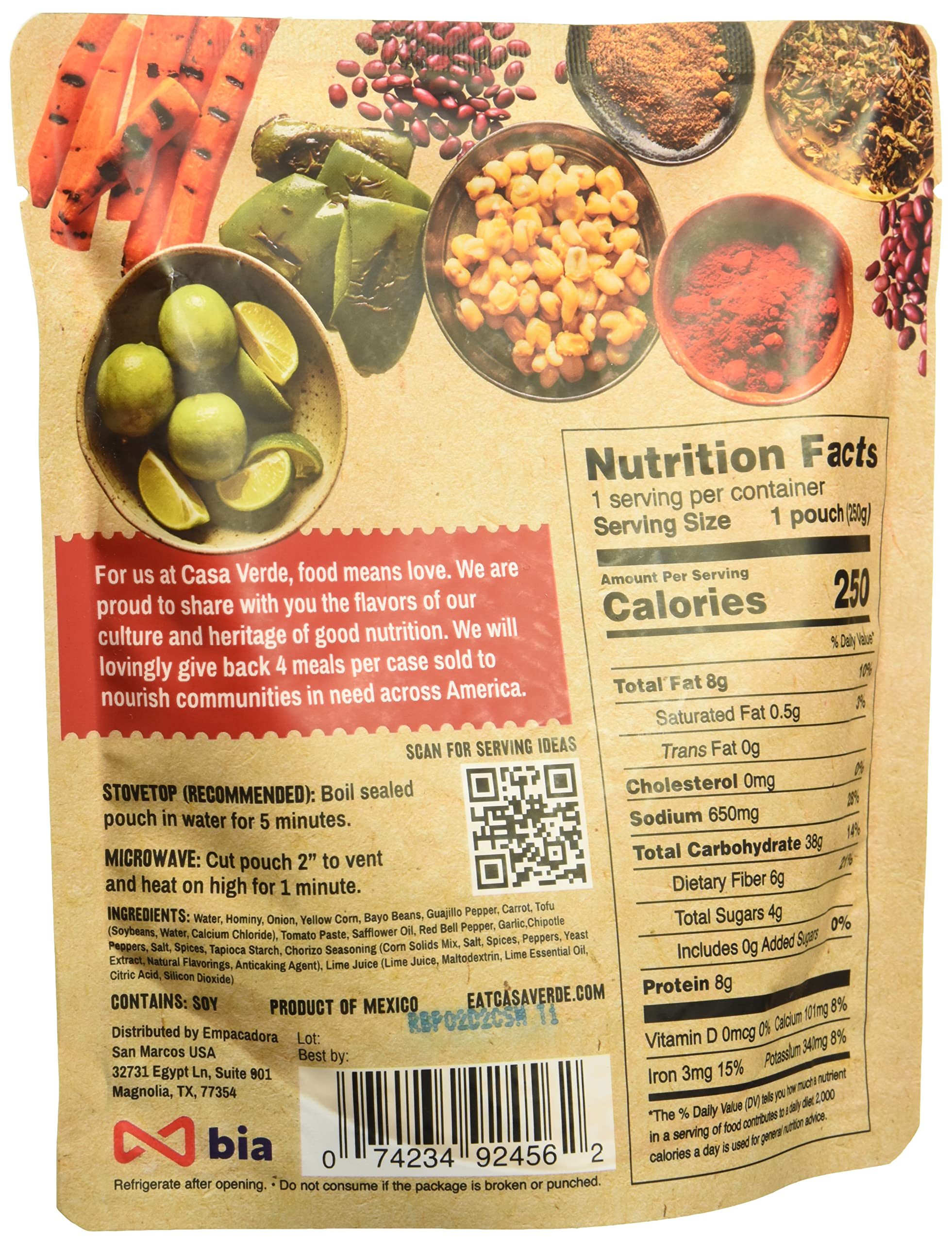 Organic Casa Verde Red Bean Pozole - 8.81 oz | Authentic Mexican Pozole Soup Mix | Perfect for Quick Meals, Family Dinners & Healthy Vegan Recipes