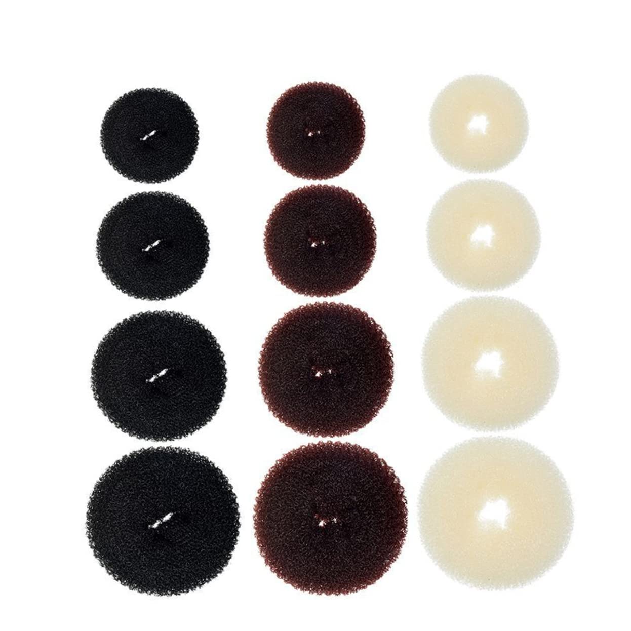 FOMIYES 12-Piece Hair Bun Maker Set for Women - Hair Donut Rings & Bun Shapers - Perfect for Updos, Ponytails & Stylish Hairstyles (Great for Weddings, Parties & Everyday Use)