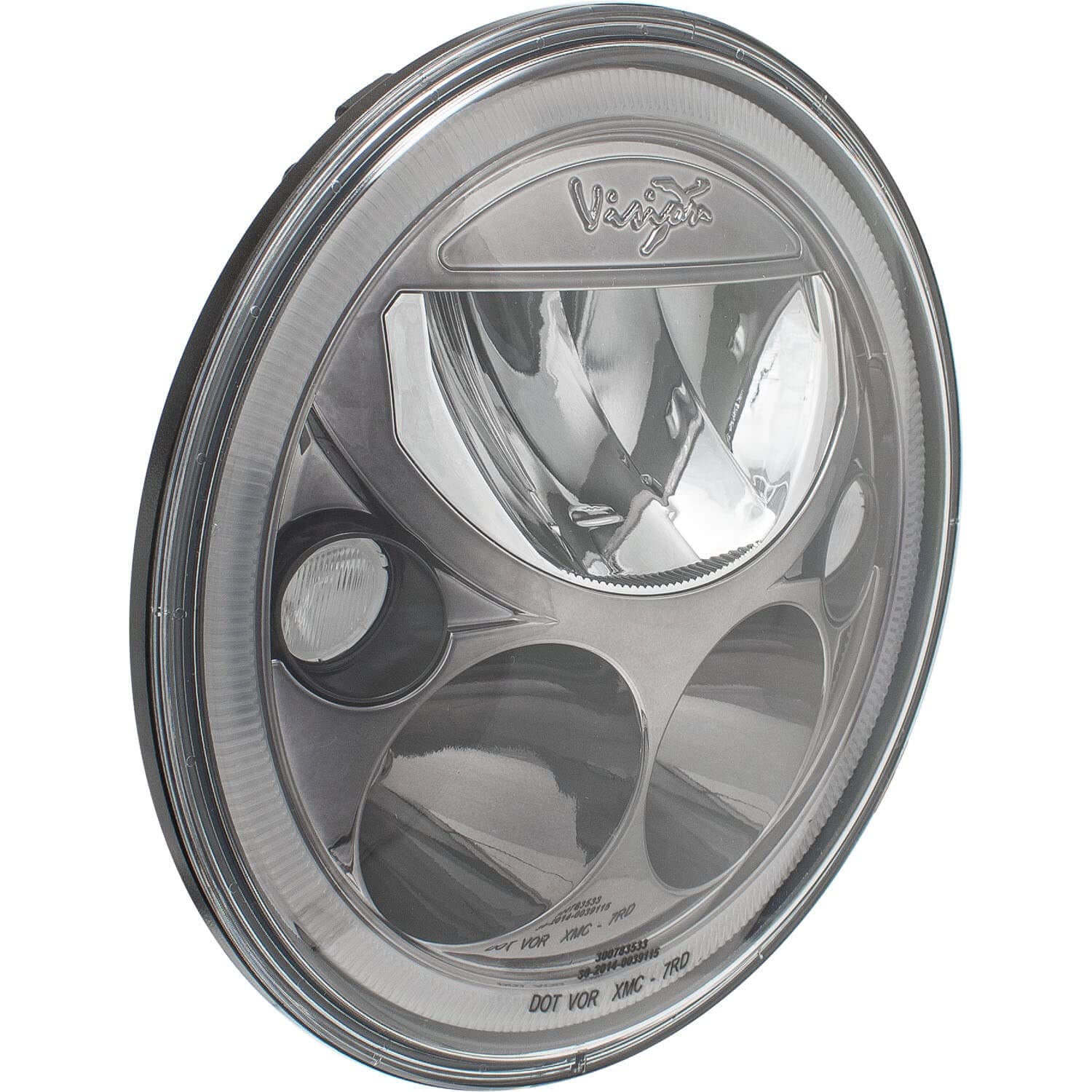 Vision X Lighting (XIL-7RDB) 7 Inch Round VX LED Headlight with Low/High Beam & Halo Ring - Single Black Chrome Headlamp for Trucks, Jeeps, Off-Road Vehicles - Durable Lighting for Night Driving & Adventure