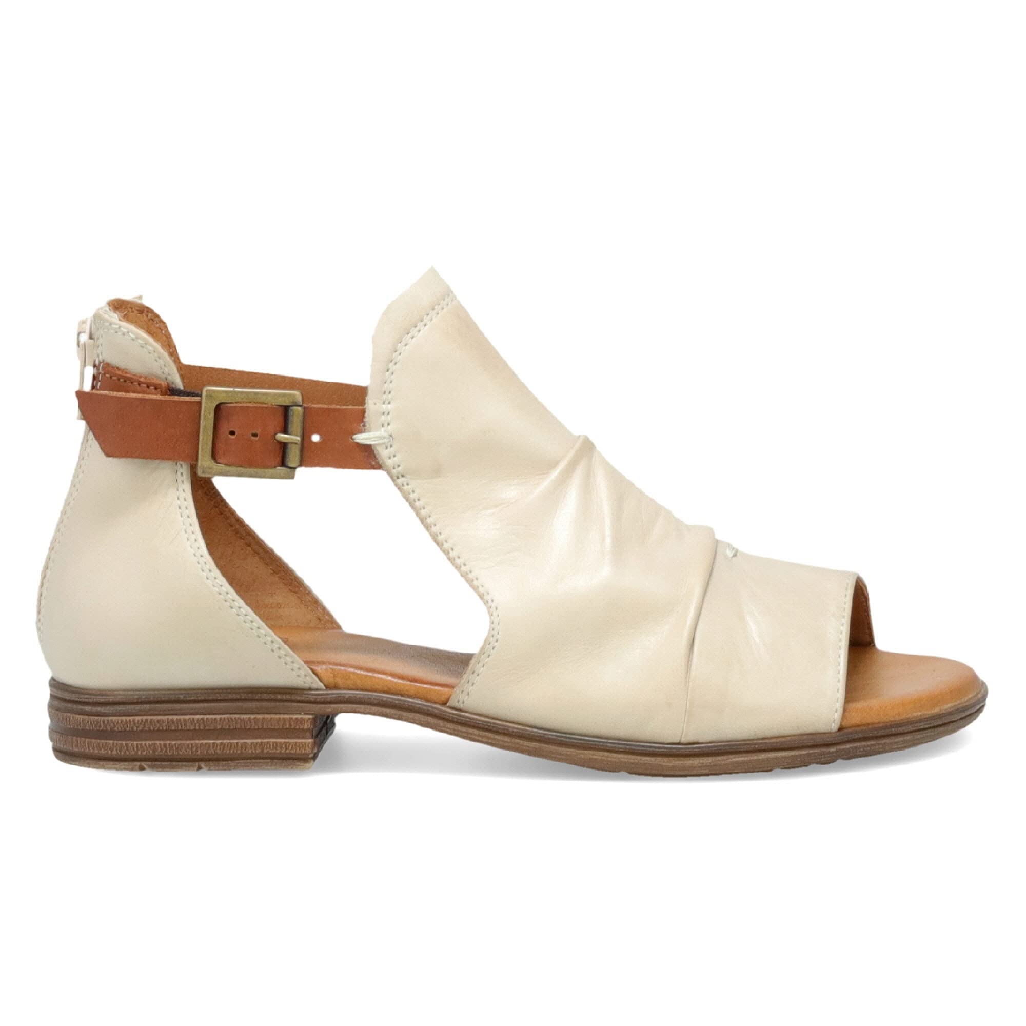Miz Mooz Dipper Women's Leather Sandals - Peep Toe Buckle Strap Sandals with Open Sides - Comfortable Casual Summer Shoes for Beach, Vacation & Everyday Wear