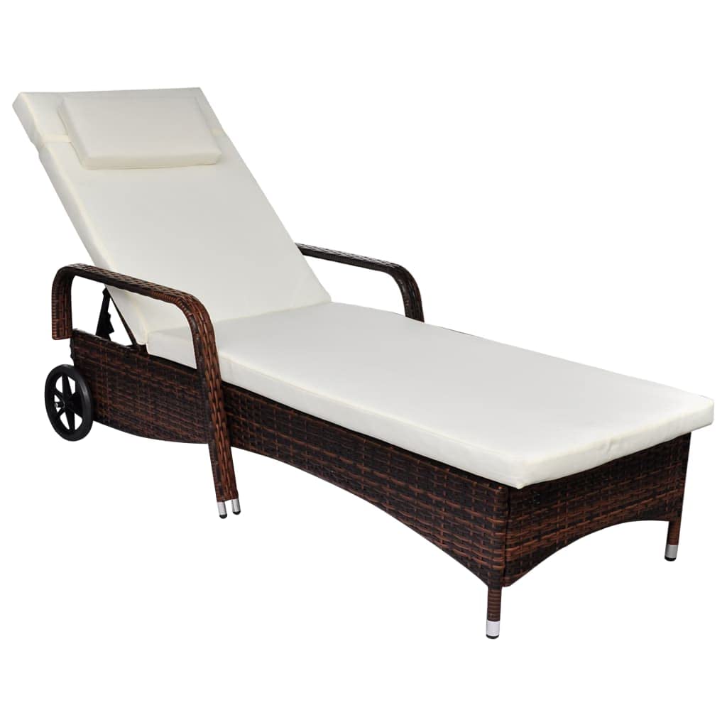 Heitamy Adjustable Sun Lounger with Cushion & Wheels - Portable Beach Chair for Outdoor, Balcony, Garden, Poolside Relaxation | Perfect for Sunbathing, Lounging & Vacation Comfort