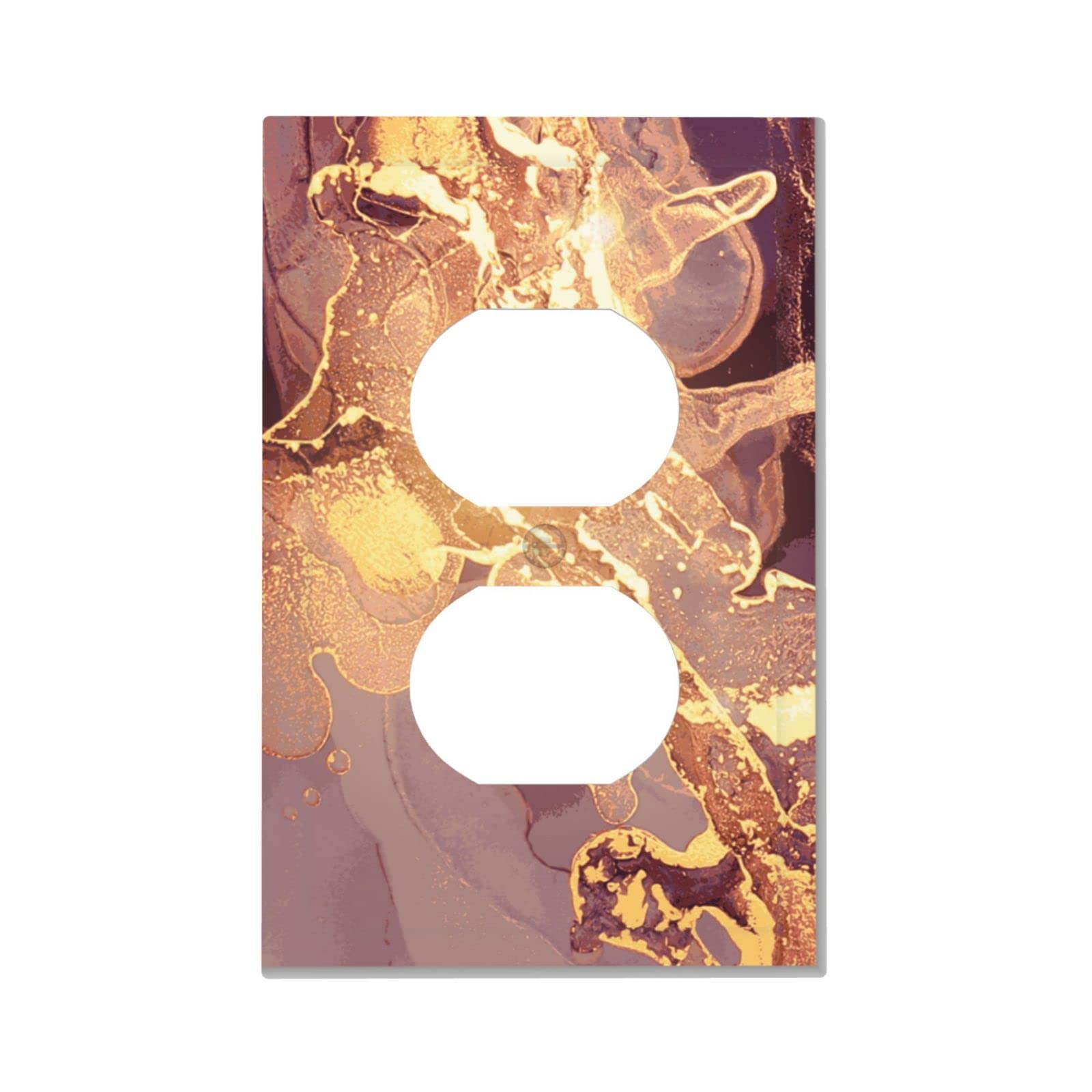 Modern Edge Duplex Wall Plates - Marble Gold 1 Gang Electrical Outlet Covers - Elegant Home Decor for Bathroom, Kitchen & Bedroom - Durable & Stylish Switch Plates for Any Room