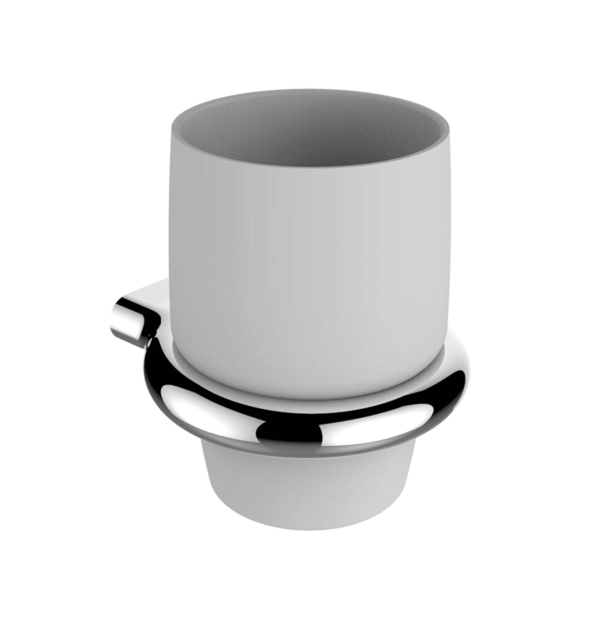 R FLORY Chrome/Black Ceramic Toothbrush Holder - Wall Mount Bathroom Organizer for Toothbrushes & Mouthwash Cups - Space Saving Design for Small Bathrooms (Chrome) - Perfect for Home, Apartment, and Dorm Organization