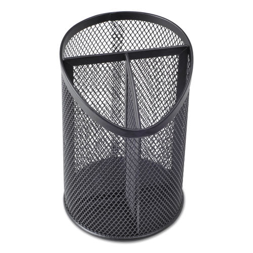 Black Wire Mesh 3-Compartment Desk Organizer - 4.1/8