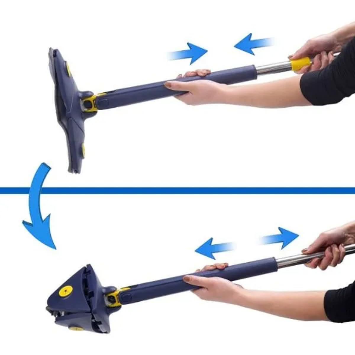 360° Rotating Magic Mop with Wringer - Triangle Floor Mop with 2 Reusable Pads (Blue) - Perfect for Hardwood, Tile & Laminate Floors - Easy Spin Cleaning for Home & Office