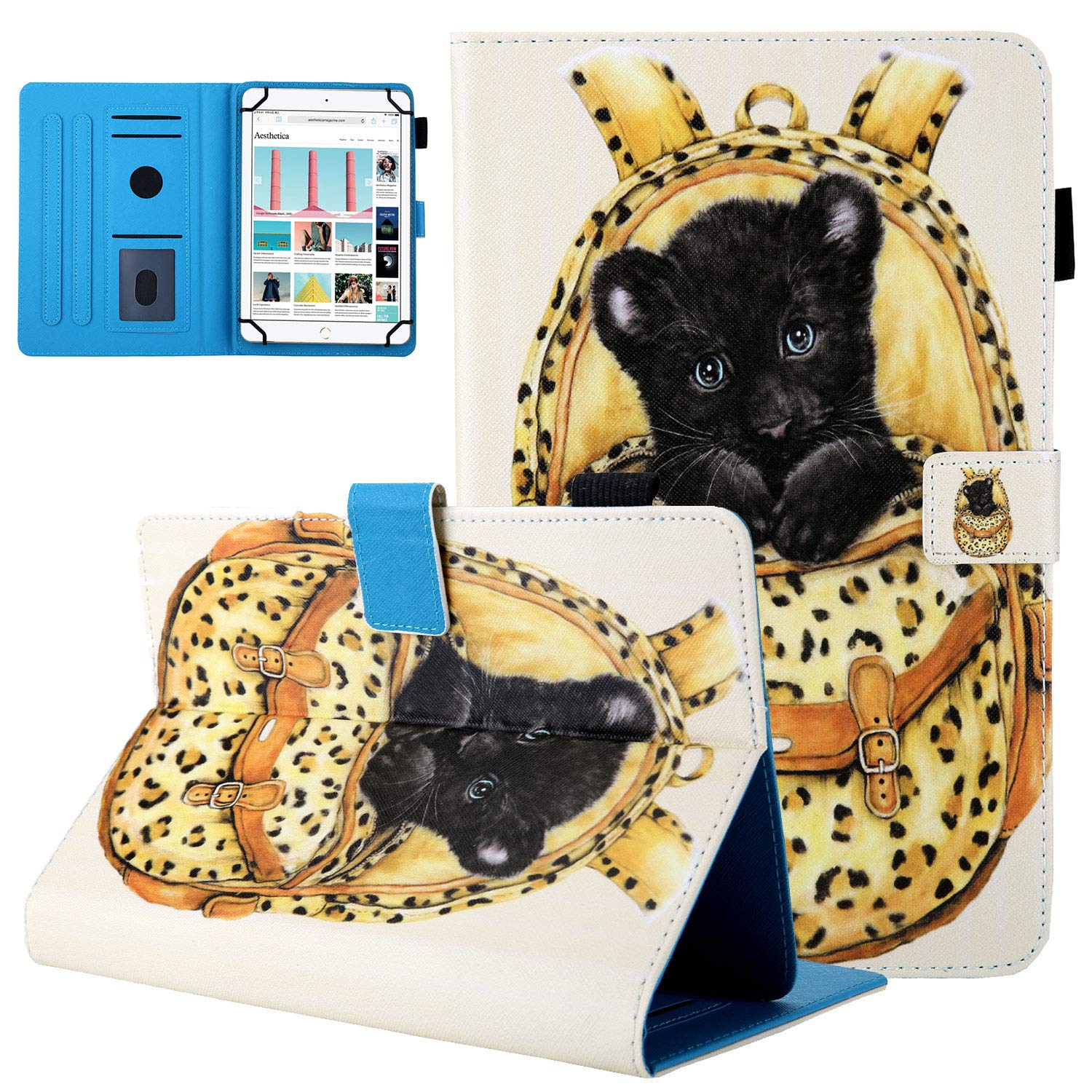 Universal Shockproof PU Leather Tablet Case for 9.5-10.5 Inch iPad & Galaxy Tab - Stand Cover with Card Slots & Stylus Holder for iPad 9.7/Air/Pro 9.7, Tab A 10.1/Tab E 9.6 (Black) - Perfect for Work, Travel & Entertainment