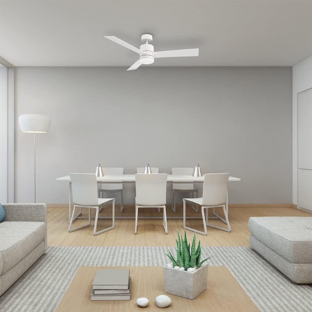Smart 3-Blade Ceiling Fan 44in Matte Black with 3000K LED Light Kit, Remote Control, Alexa & Google Assistant Compatible, Perfect for Living Room, Bedroom, and Patio