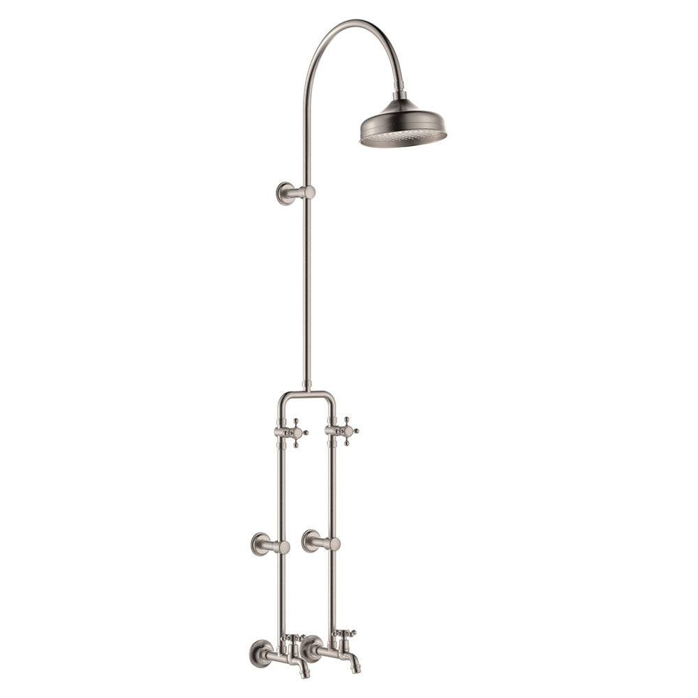 Fienza 455122BN Lillian Exposed Rail Shower & Bath Set in Brushed Nickel Finish - Modern Bathroom Fixture for Spa-Like Shower Experience