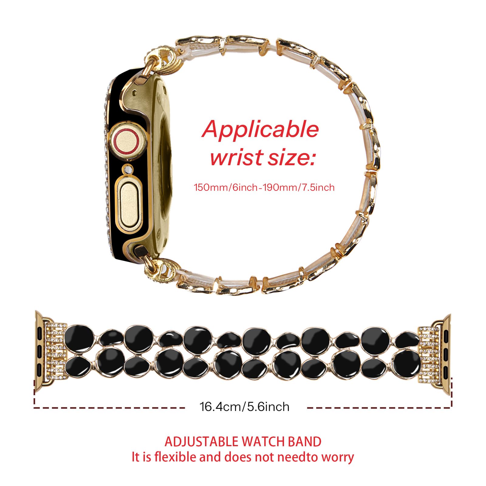 VIQIV Bling Stainless Steel Apple Watch Band for Women - Compatible with 38mm/40mm/41mm/42mm/44mm/45mm iWatch Series 9/8/7/6/5/4/3/2/1/SE - Elegant Stretchy Metal Bracelet with Gift Case - Perfect for Parties, Weddings & Everyday Fashion Accessories