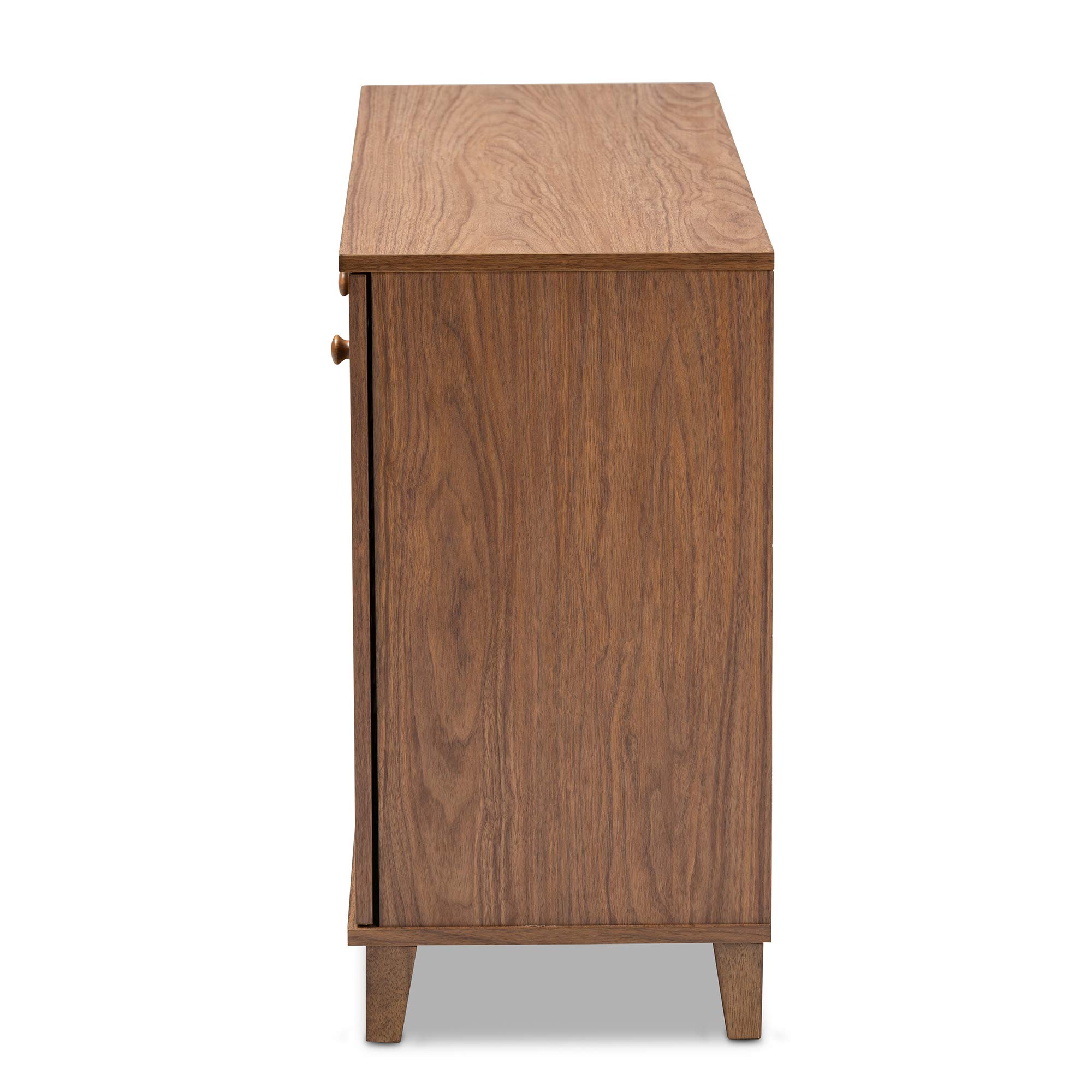 Baxton Studio Shoe Cabinet - Walnut Finish, Space-Saving Storage Organizer for Entryway, Hallway, or Closet - Perfect for Small Apartments and Homes