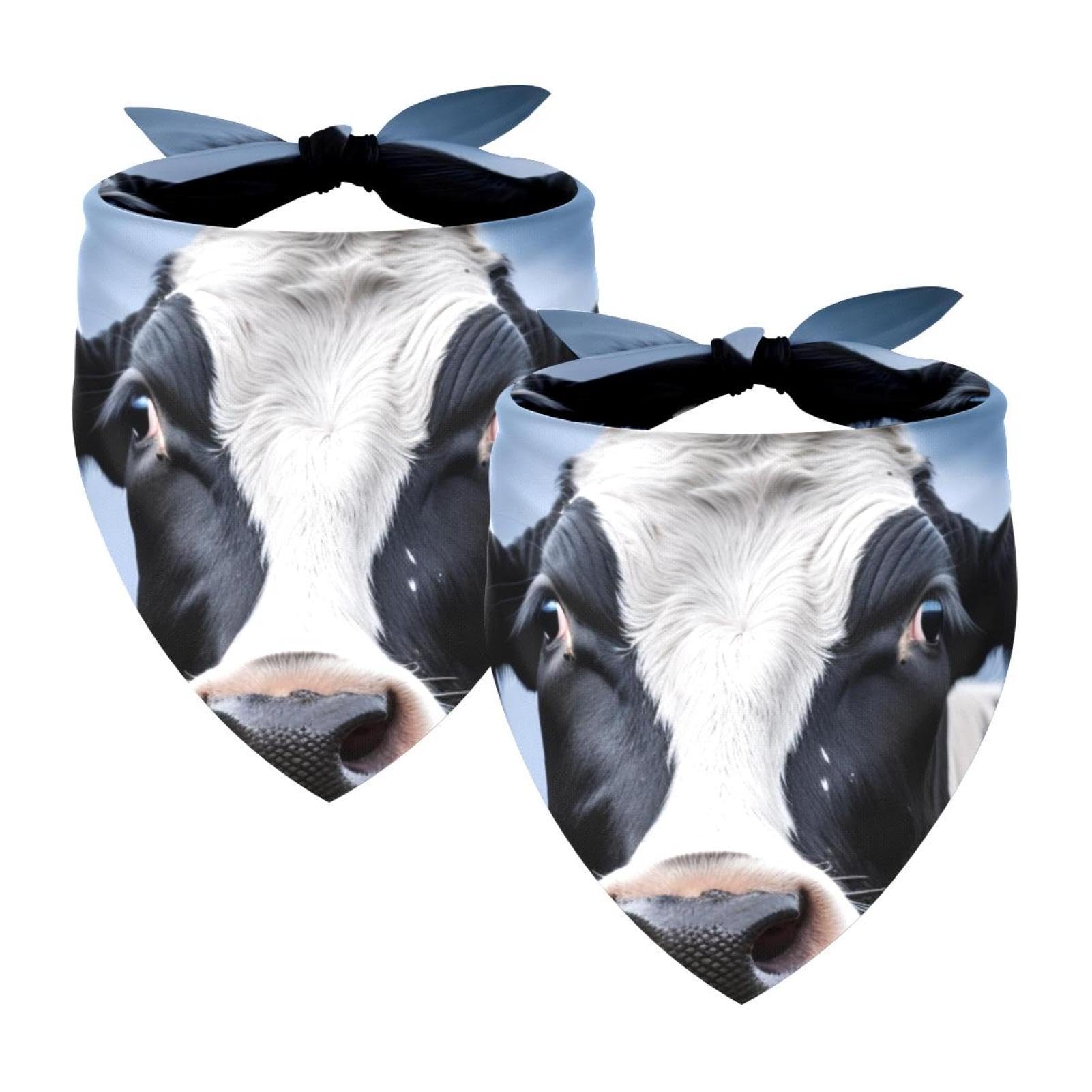 Premium Dog Bandanas for Small, Medium & Large Pets - 2-Piece Set with Cow Print Design - Comfortable Pet Scarves for Dogs & Cats - Perfect for Daily Walks, Pet Photos & Farm Visits