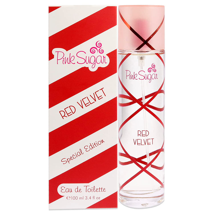 Aquolina Pink Sugar Red Velvet Perfume for Women - Floral Vanilla Fragrance Eau De Toilette Spray 3.4 oz - Romantic Date Night & Special Occasion Scent