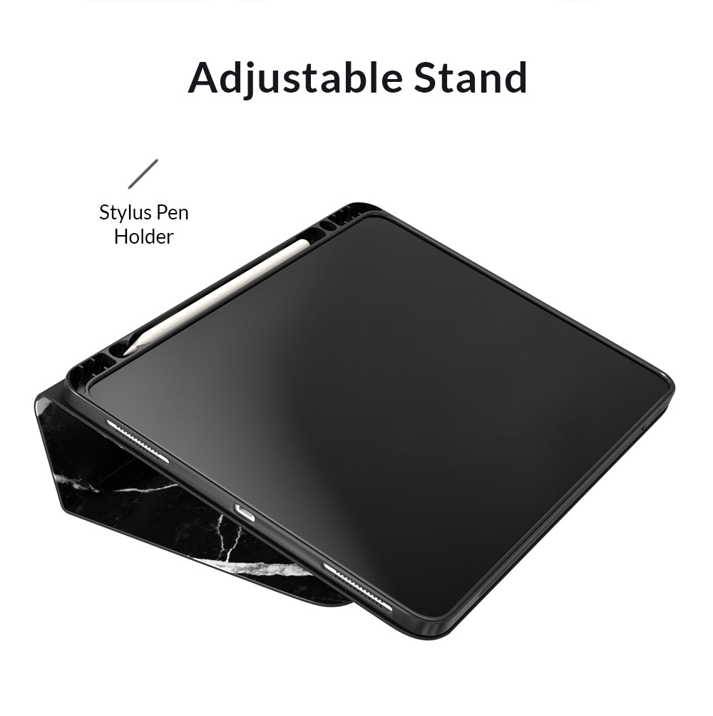 Premium Black Marble iPad Case - Slim Protective Cover for iPad Pro/Air/Mini - Elegant Marble Design for Home, Office & Travel Use